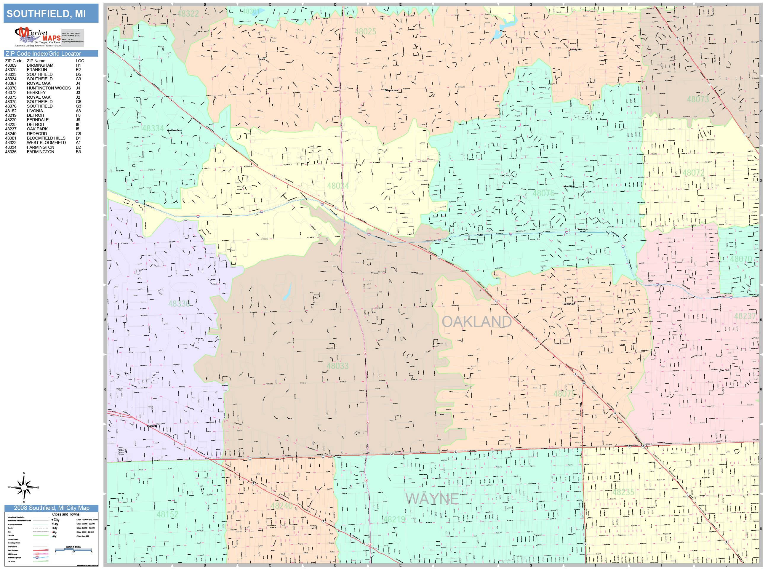 Southfield Michigan Wall Map Basic Style By Marketmap vrogue.co