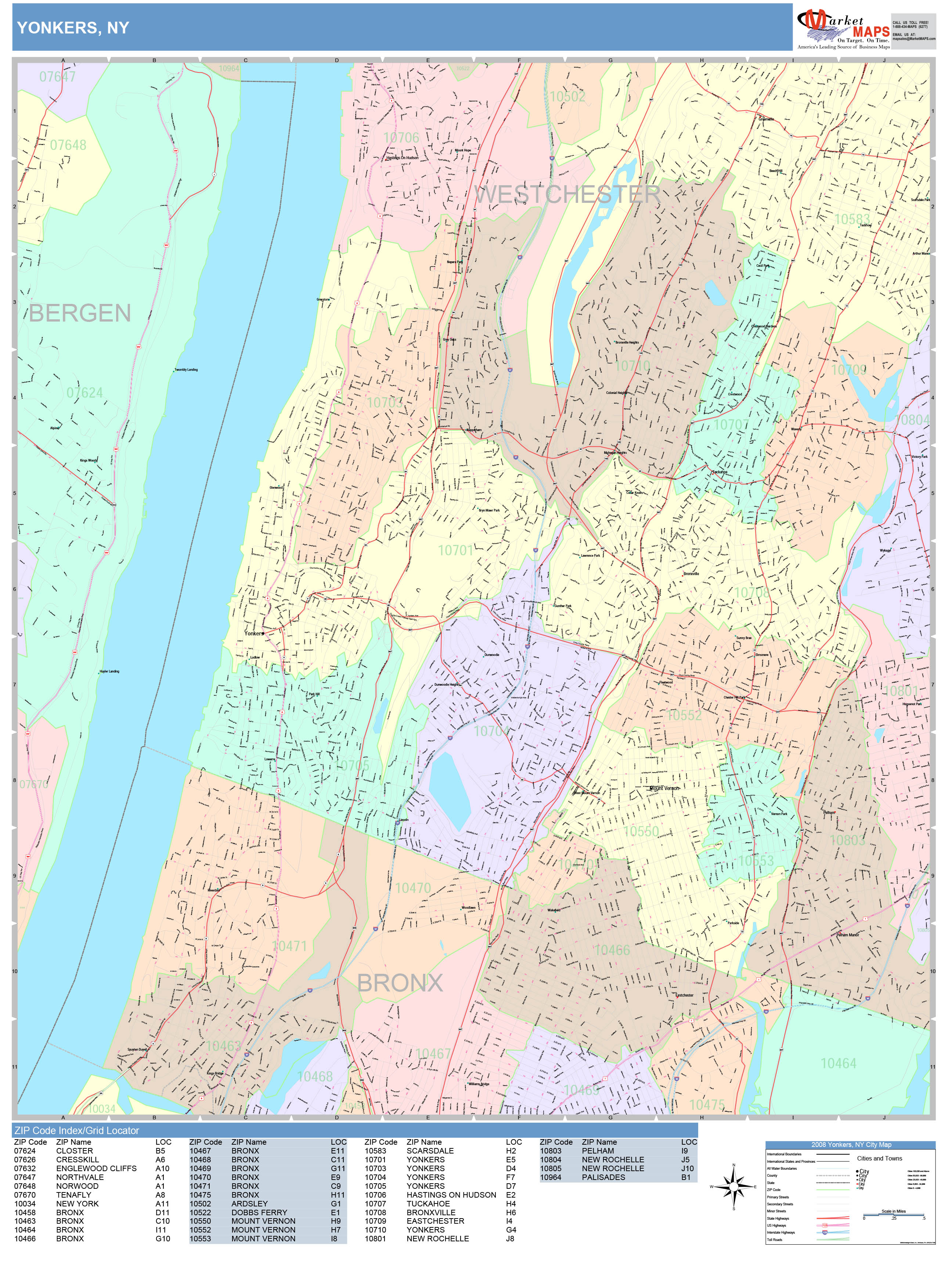 Yonkers New York Wall Map Premium Style By Marketmaps Images and