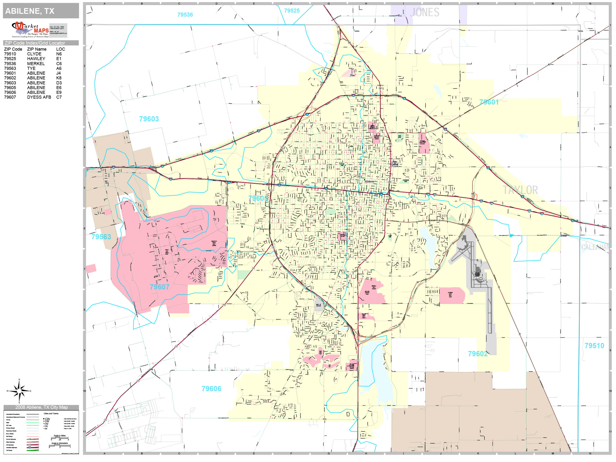 Abilene Texas Wall Map (Premium Style) by MarketMAPS