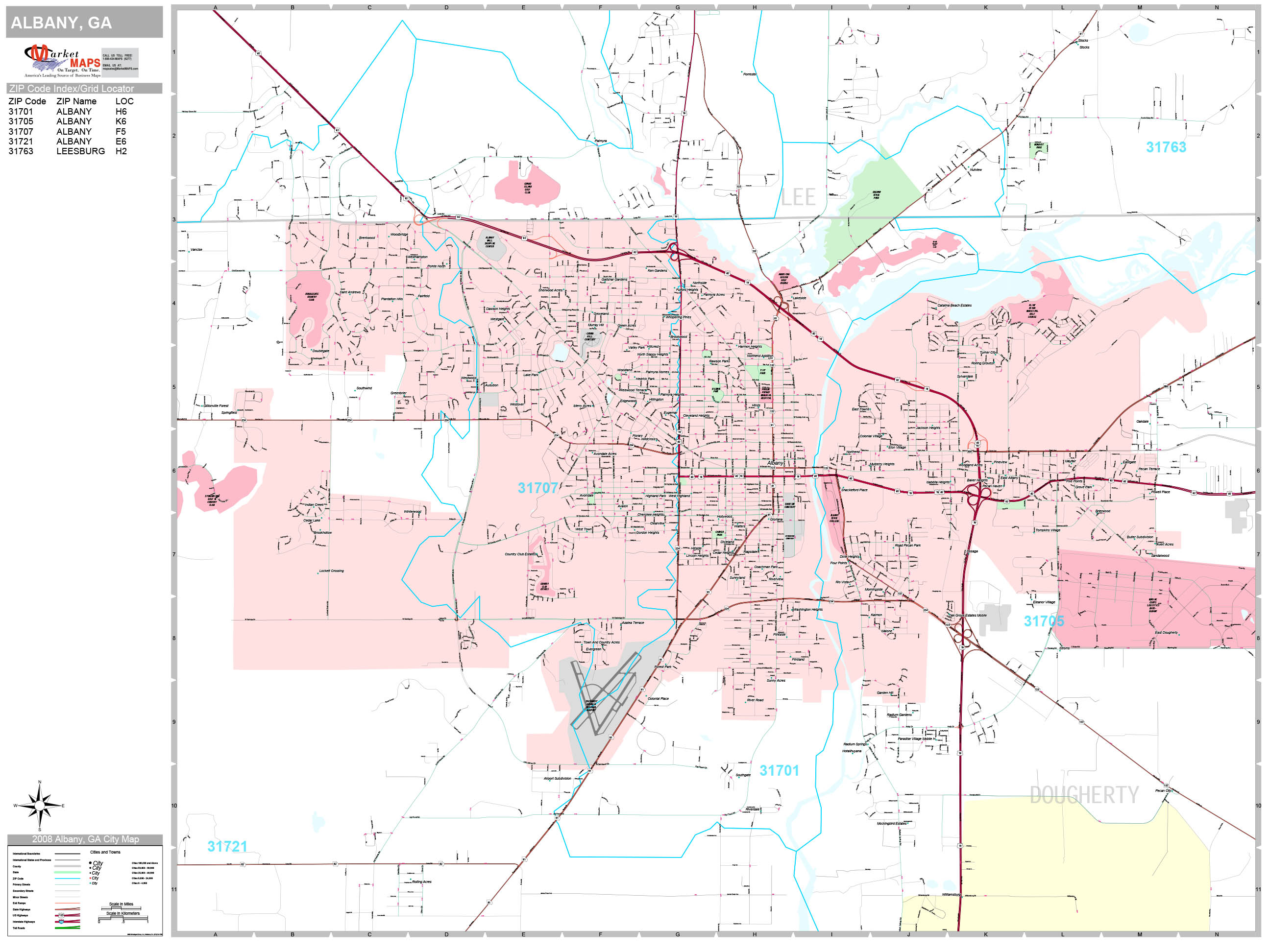 Albany Wall Map (Premium Style) by MarketMAPS
