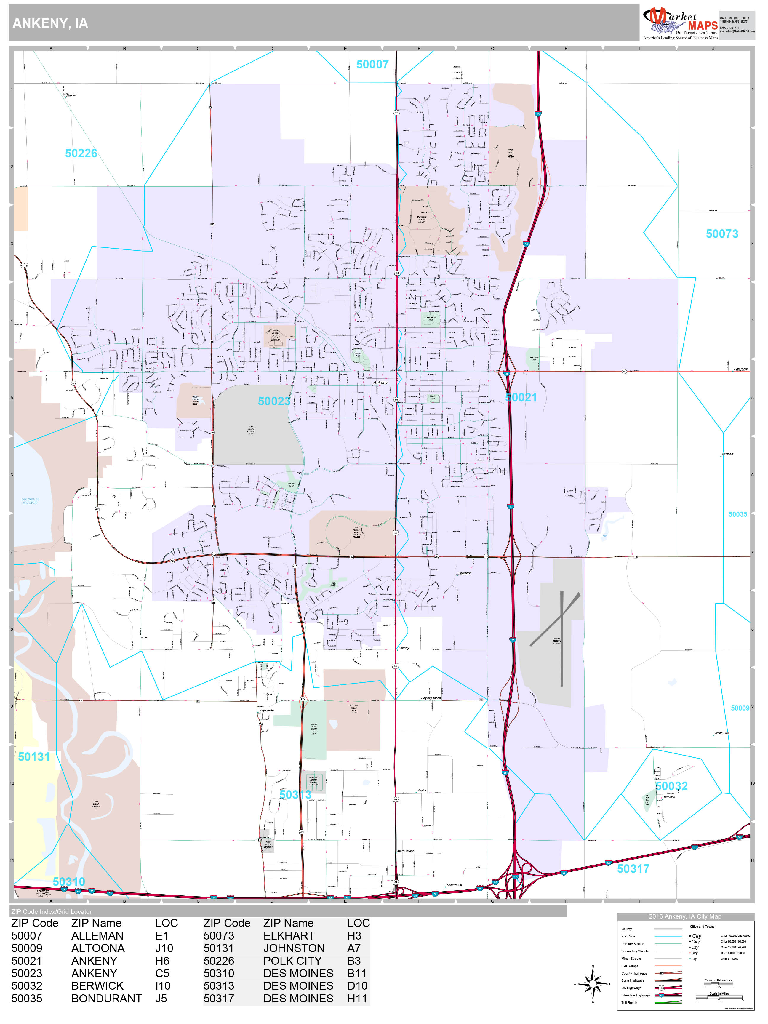 Ankeny Iowa Wall Map (Premium Style) by MarketMAPS