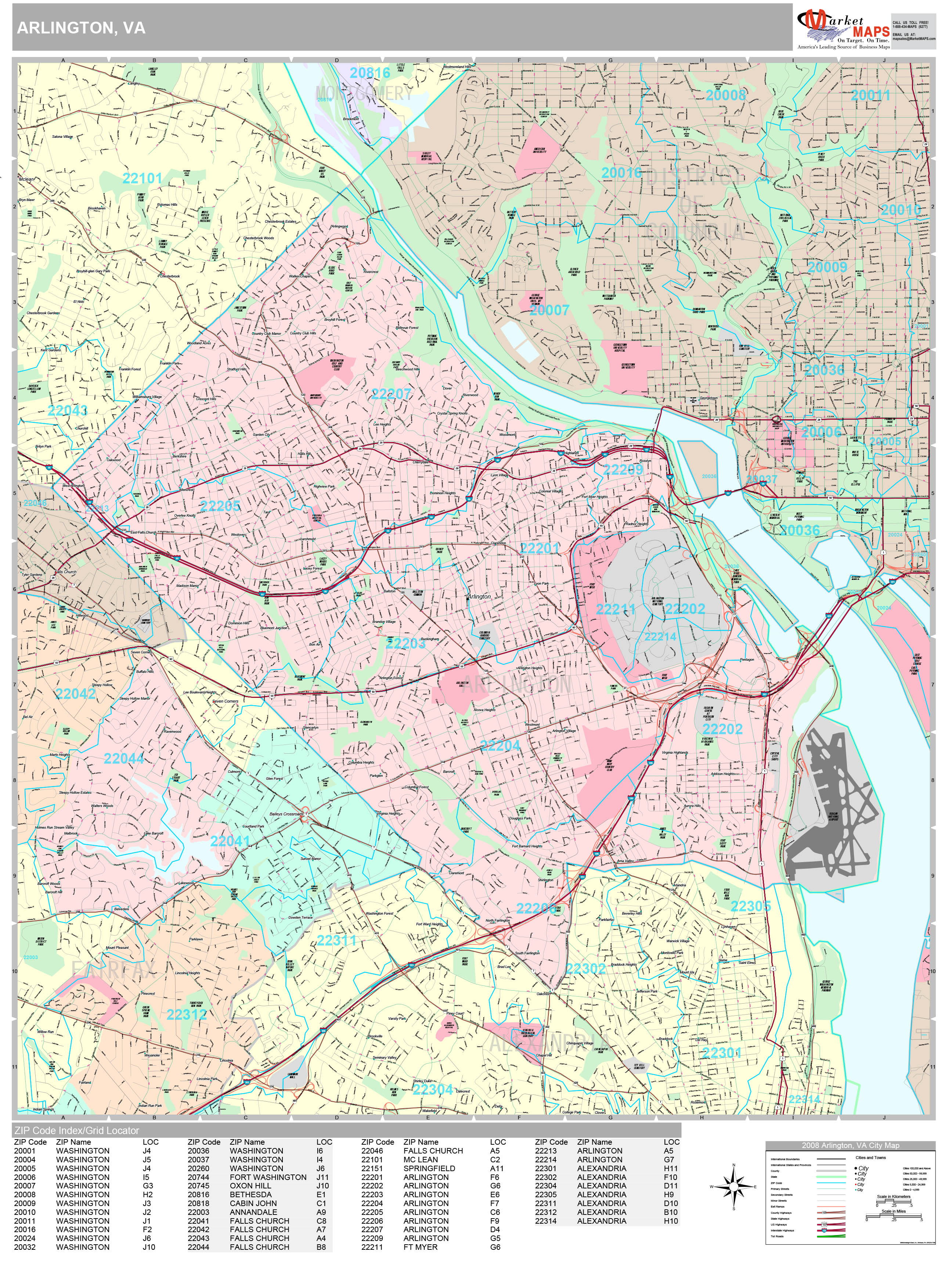 Arlington Virginia Wall Map Premium Style By Marketmaps