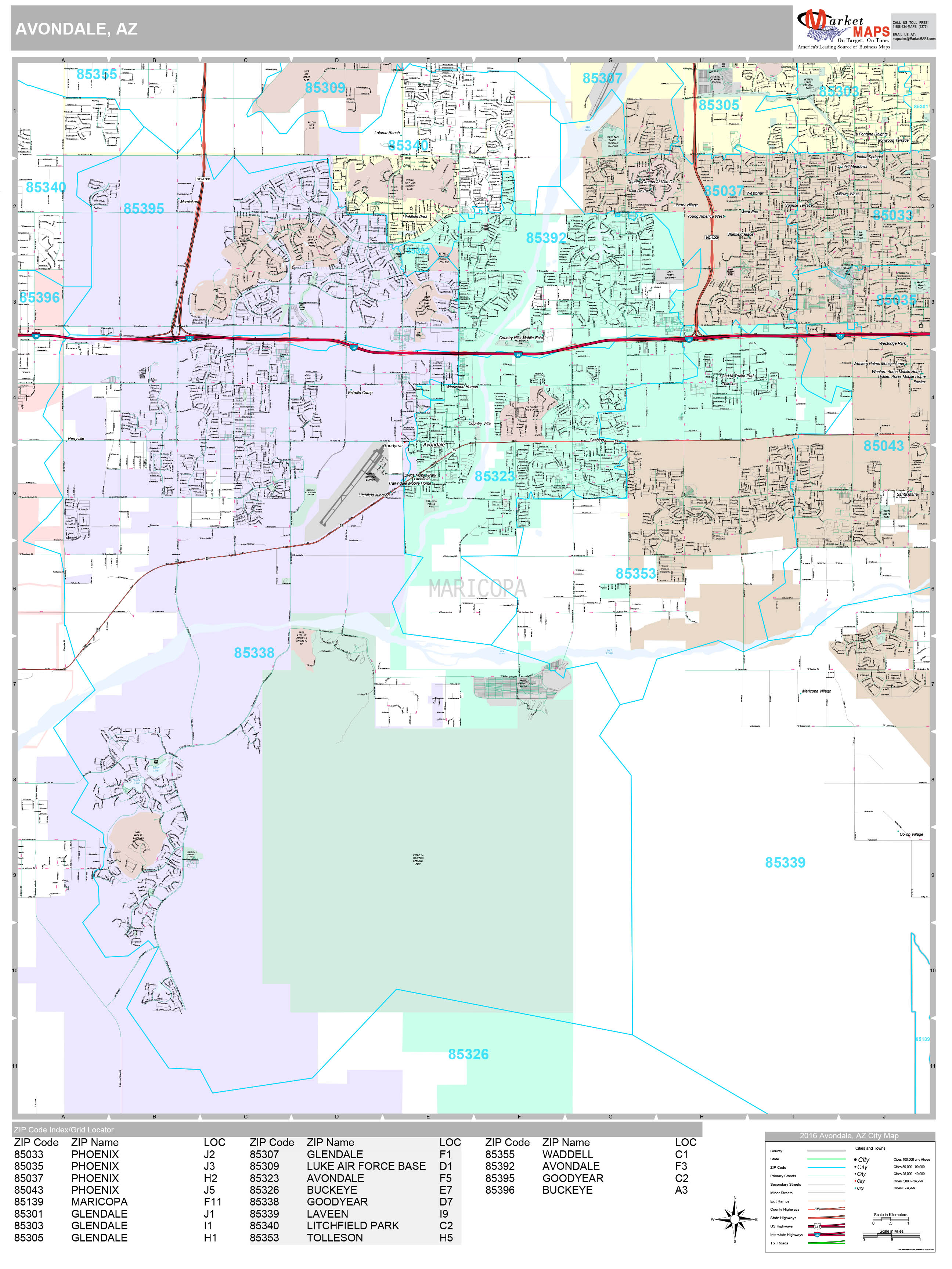 Avondale Arizona Wall Map (Premium Style) by MarketMAPS