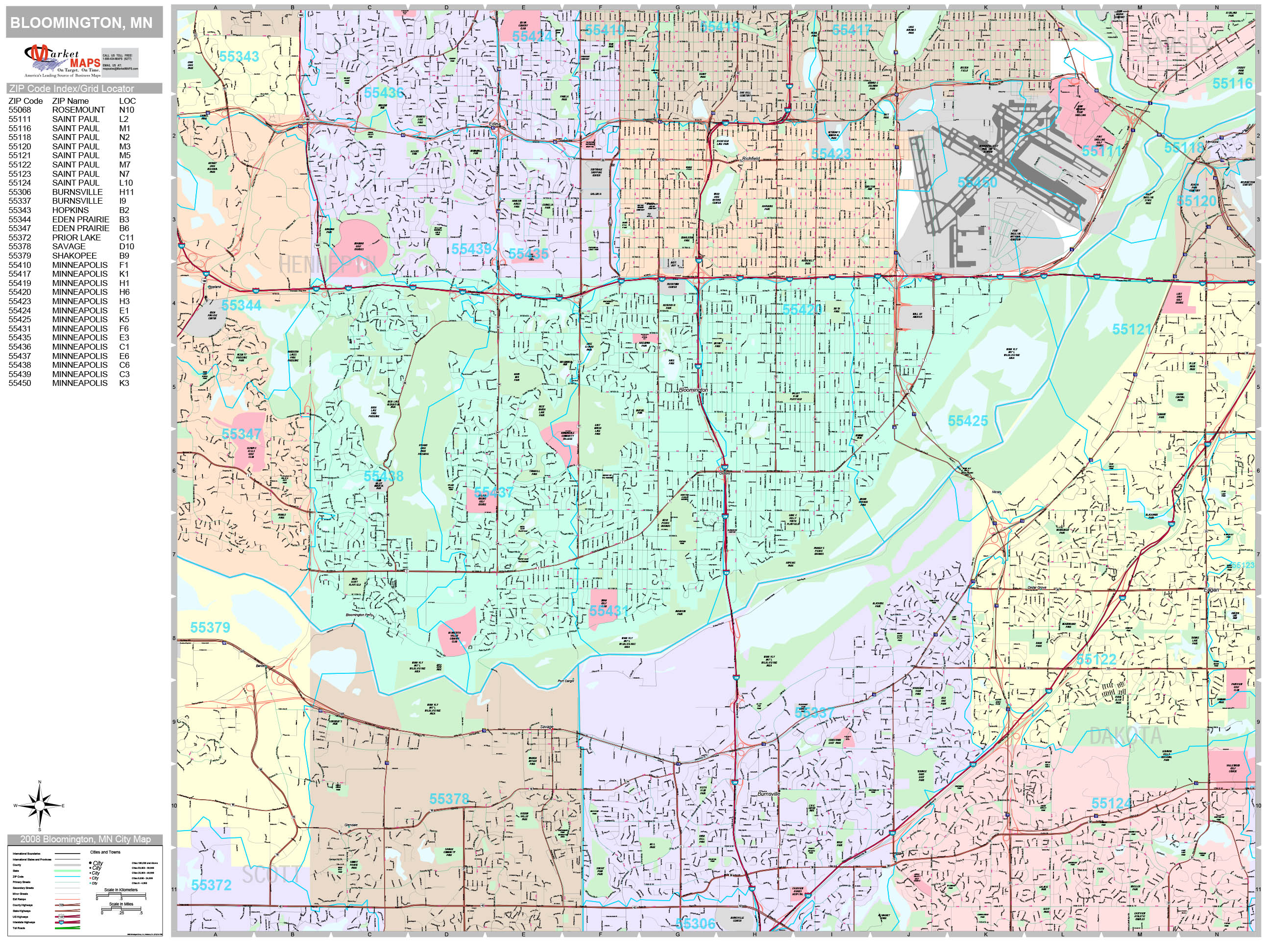 Bloomington Minnesota Wall Map