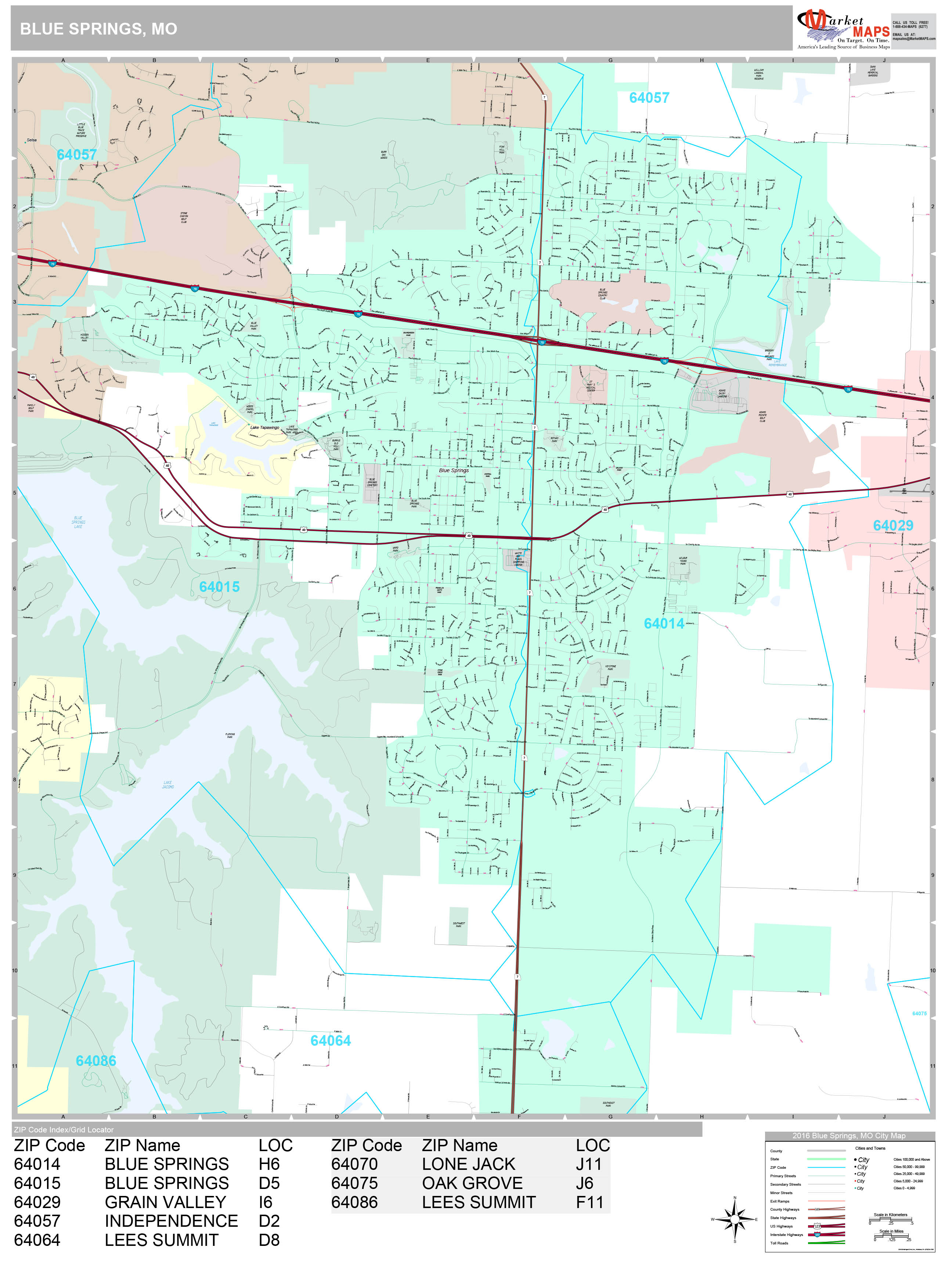 Blue Springs Missouri Wall Map Color Cast Style By Marketmaps Images