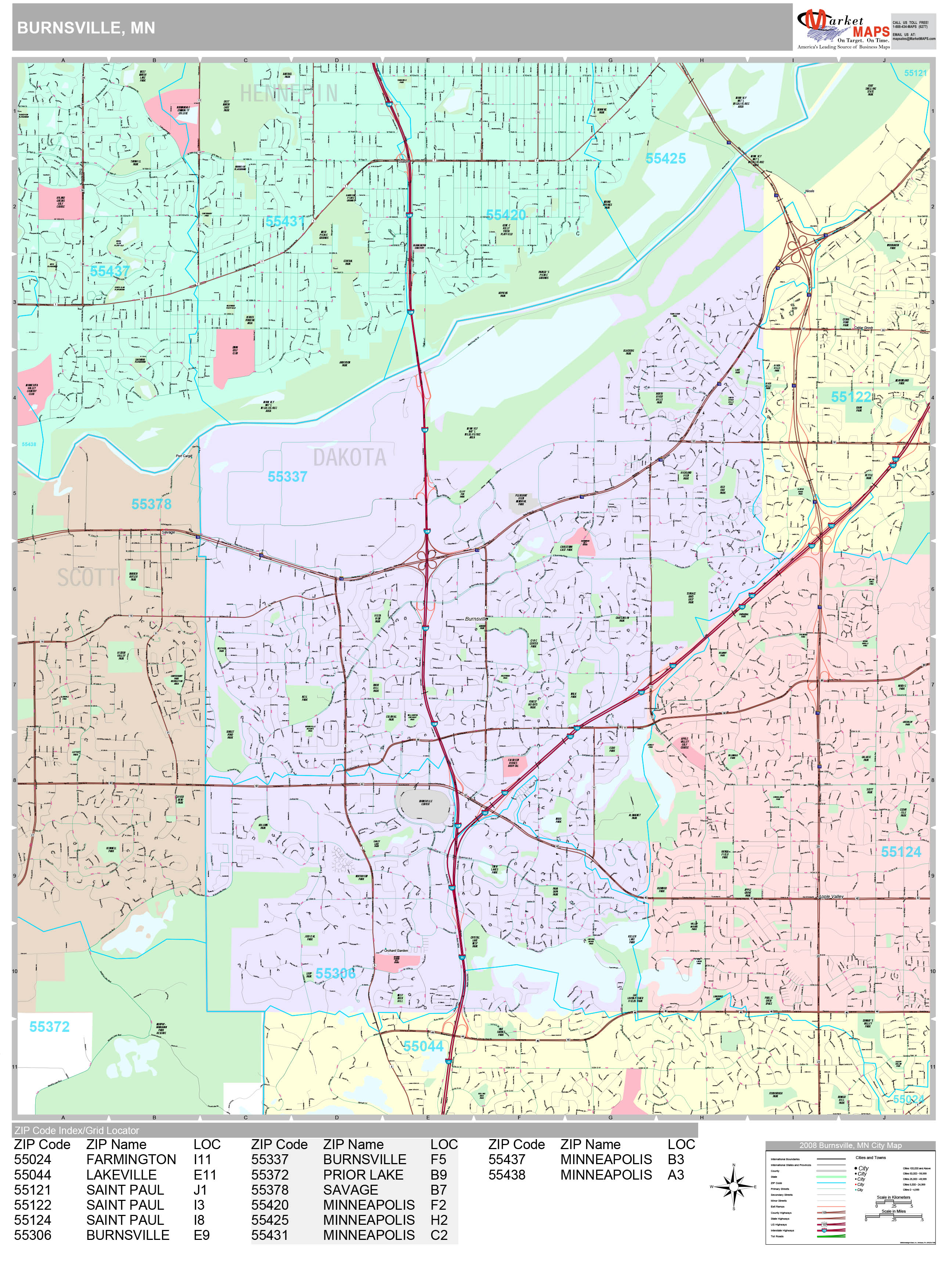 Burnsville Minnesota Wall Map (Premium Style) by MarketMAPS - MapSales 