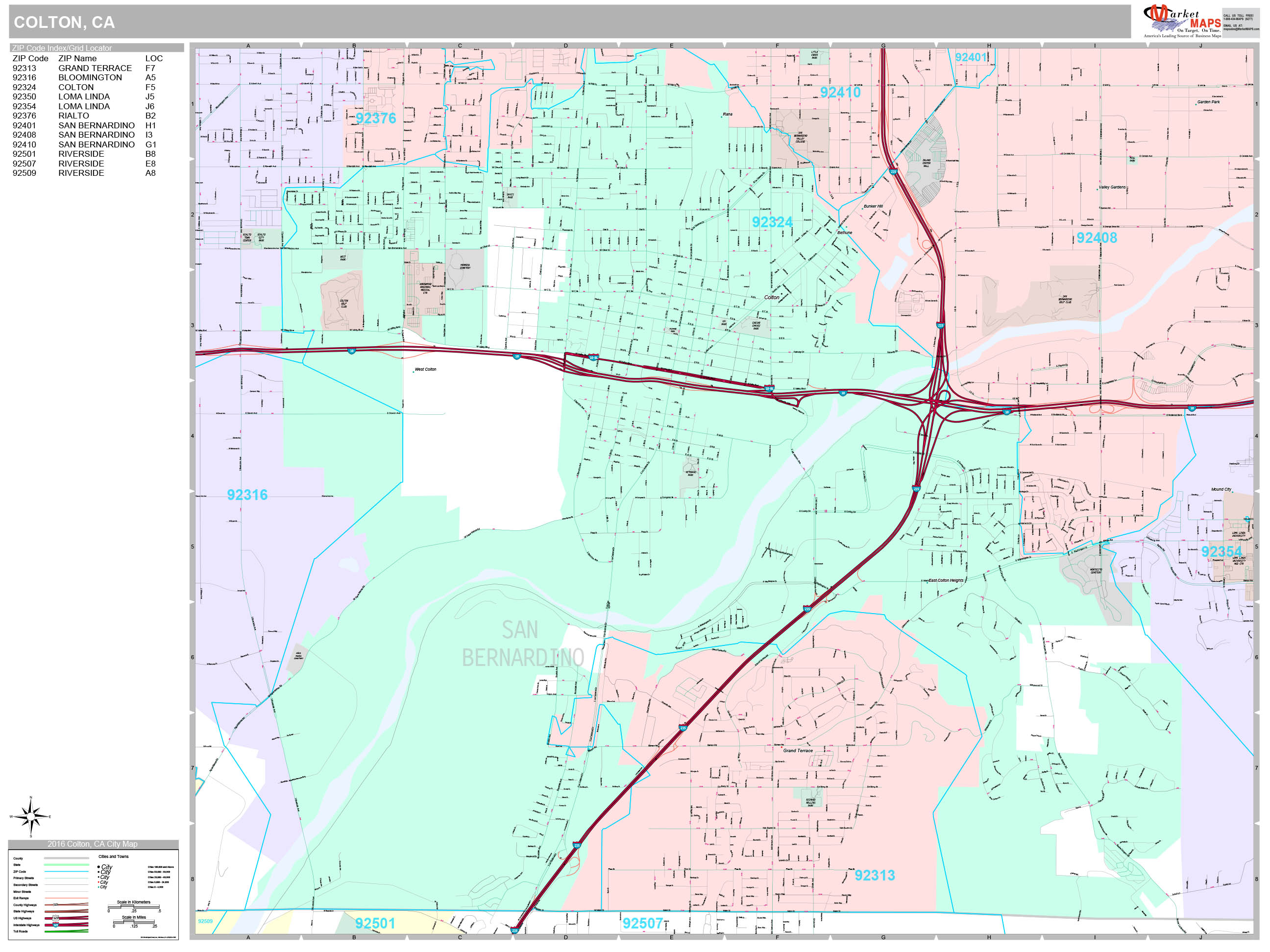 Colton California Wall Map (Premium Style)