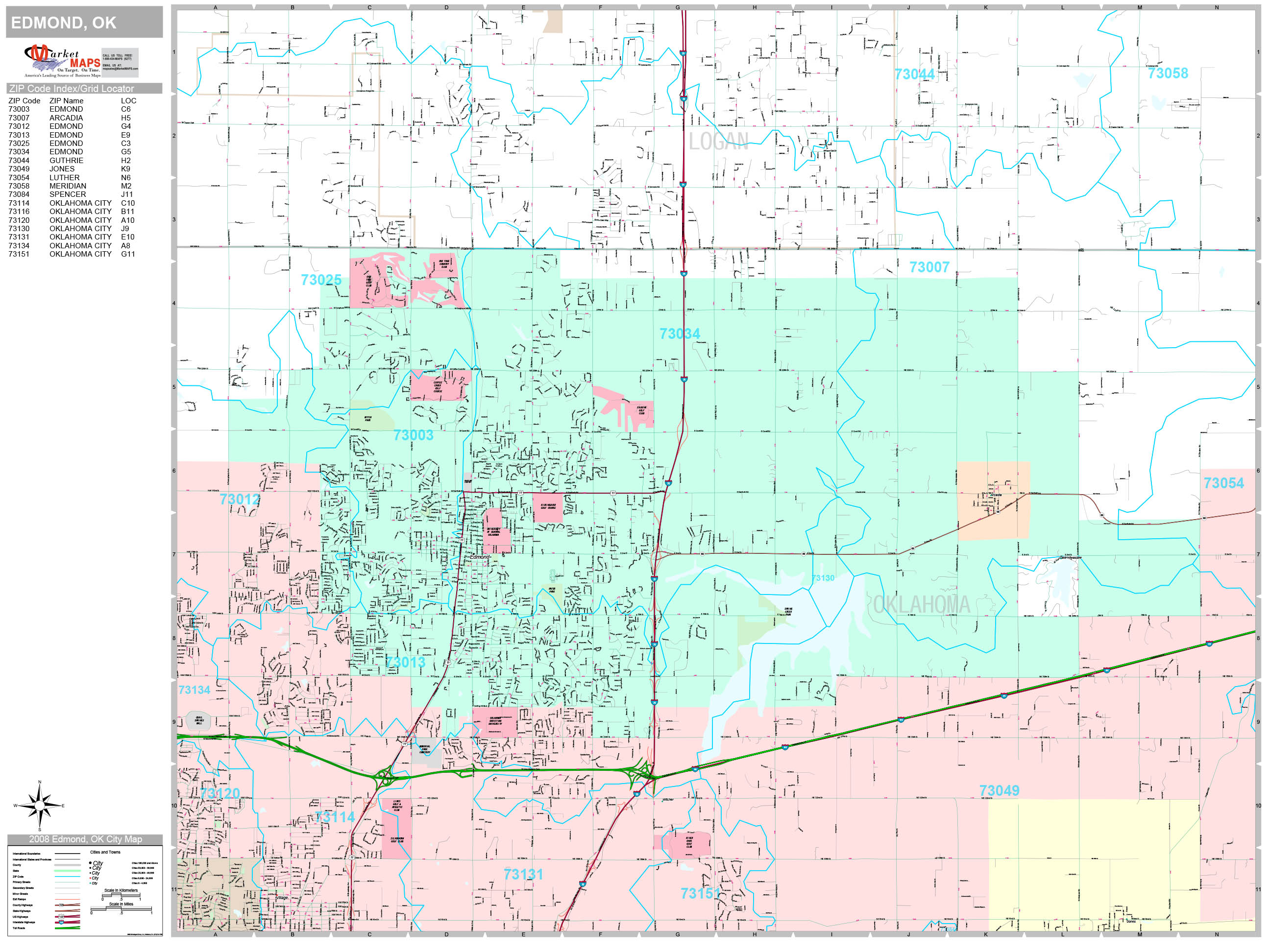 Edmond Oklahoma Wall Map (Premium Style) by MarketMAPS MapSales