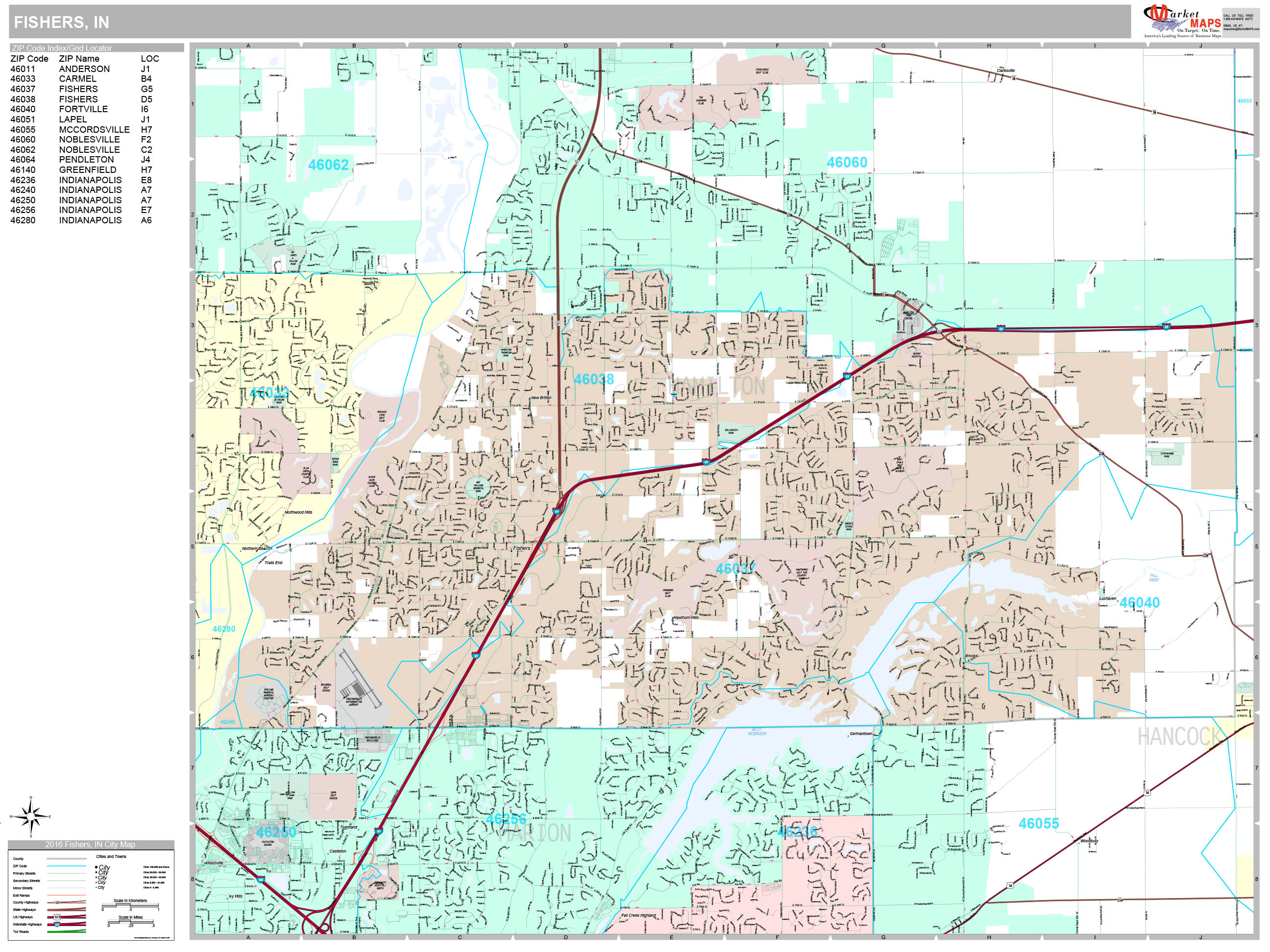 Fishers Indiana Wall Map (Premium Style) by MarketMAPS MapSales
