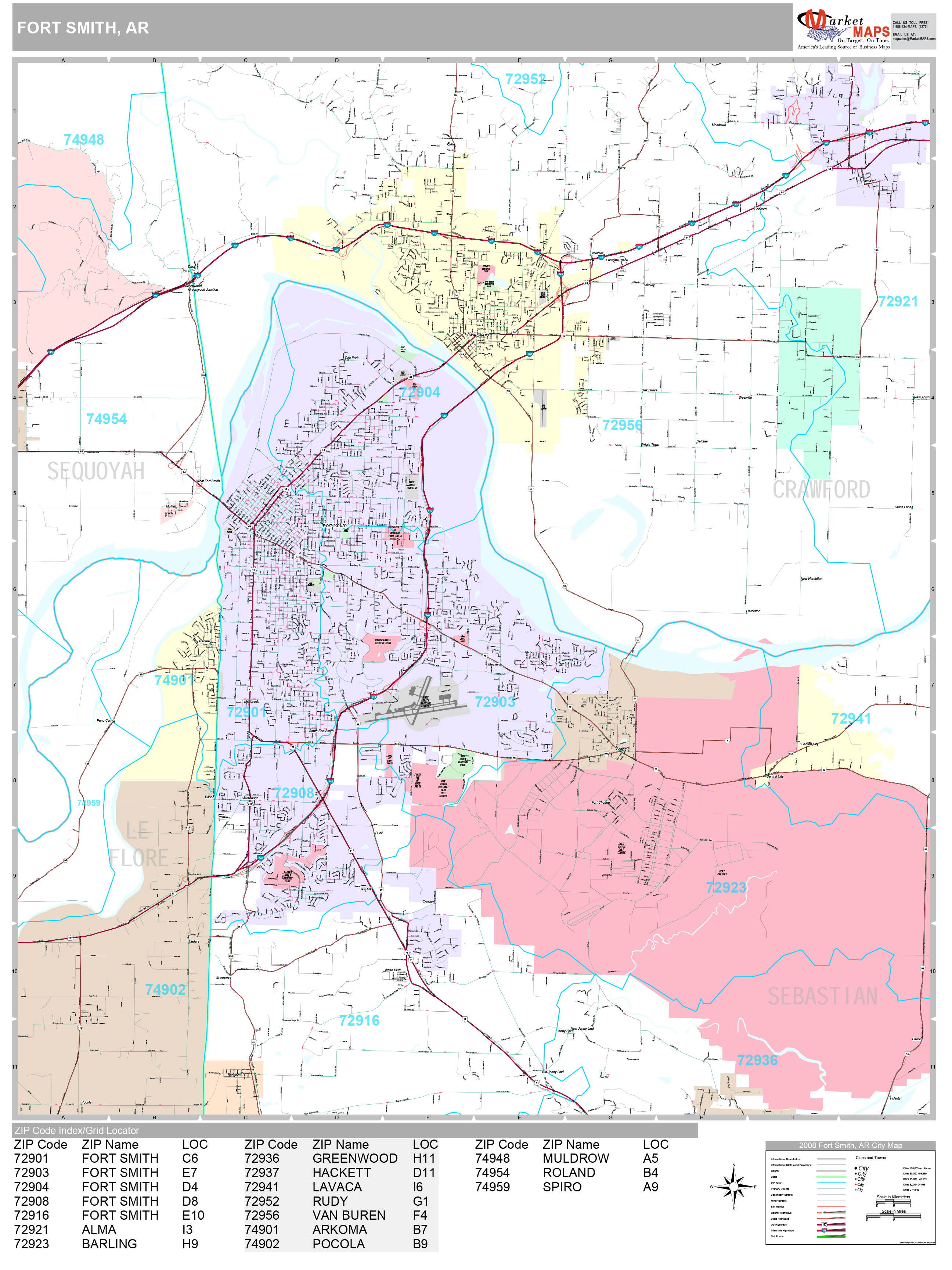 Fort Smith Arkansas Wall Map Premium Style By Marketmaps