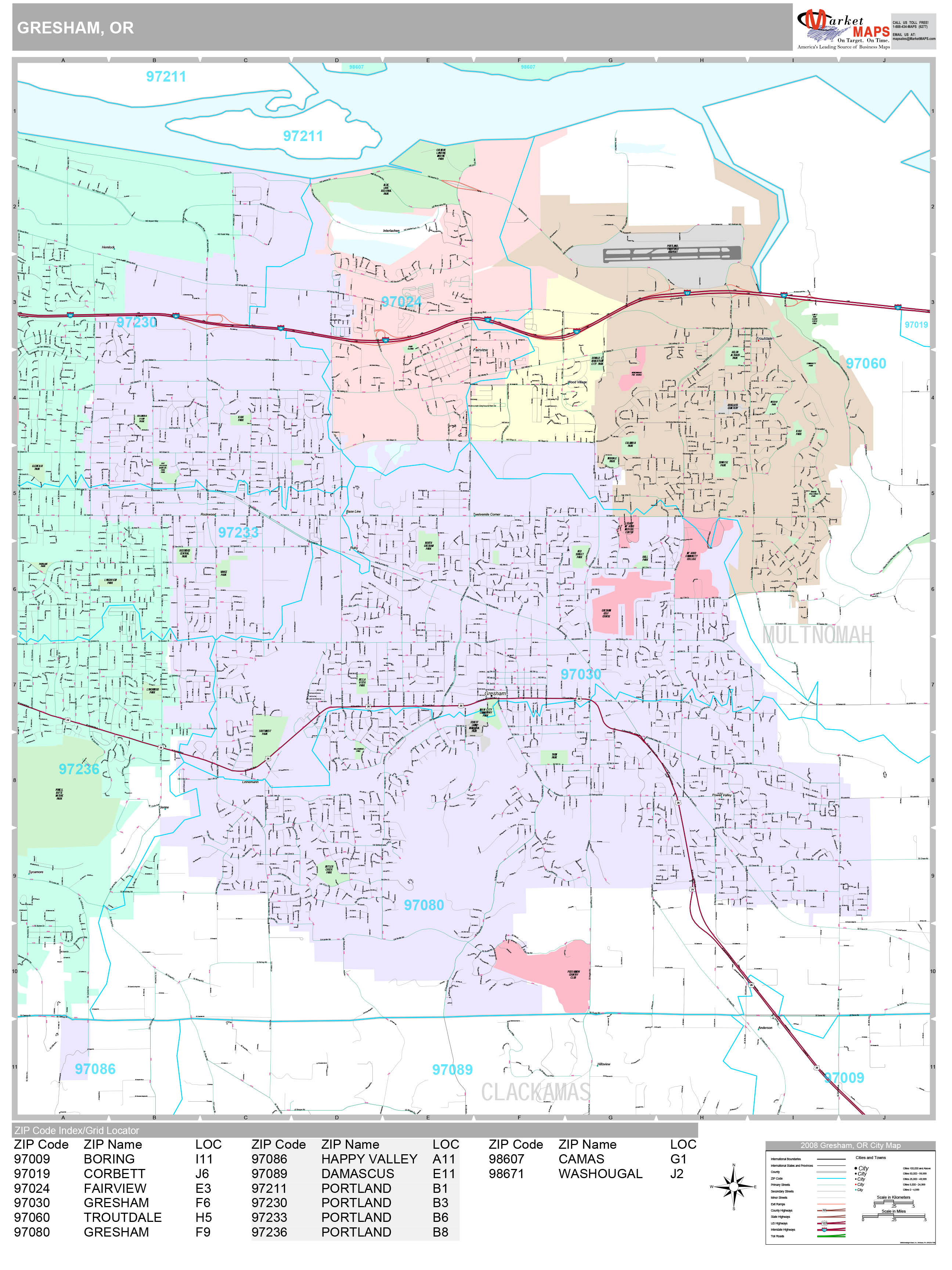 Gresham Oregon Wall Map (Premium Style) by MarketMAPS