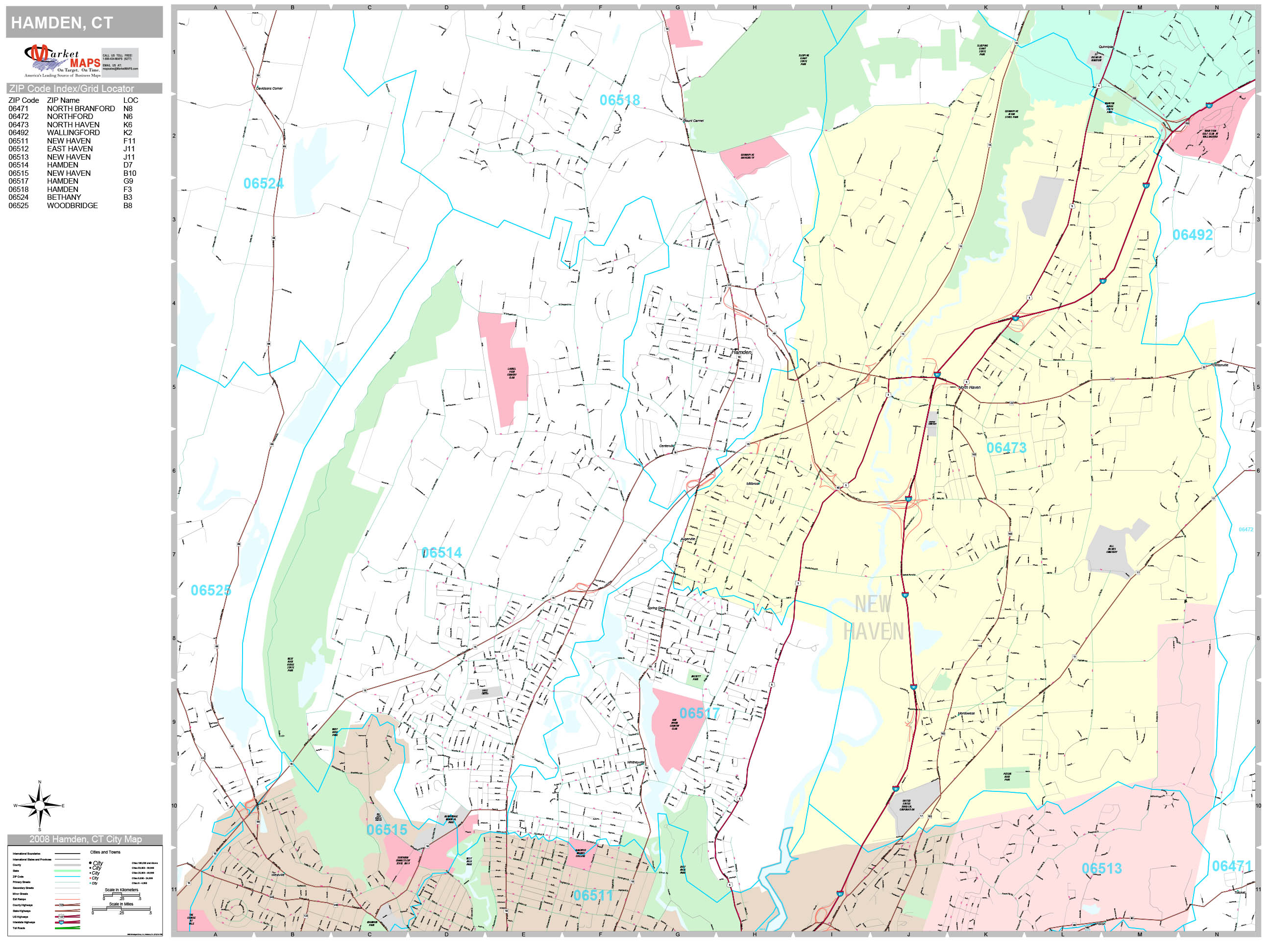 Premium Streets Map Of Hamden CT