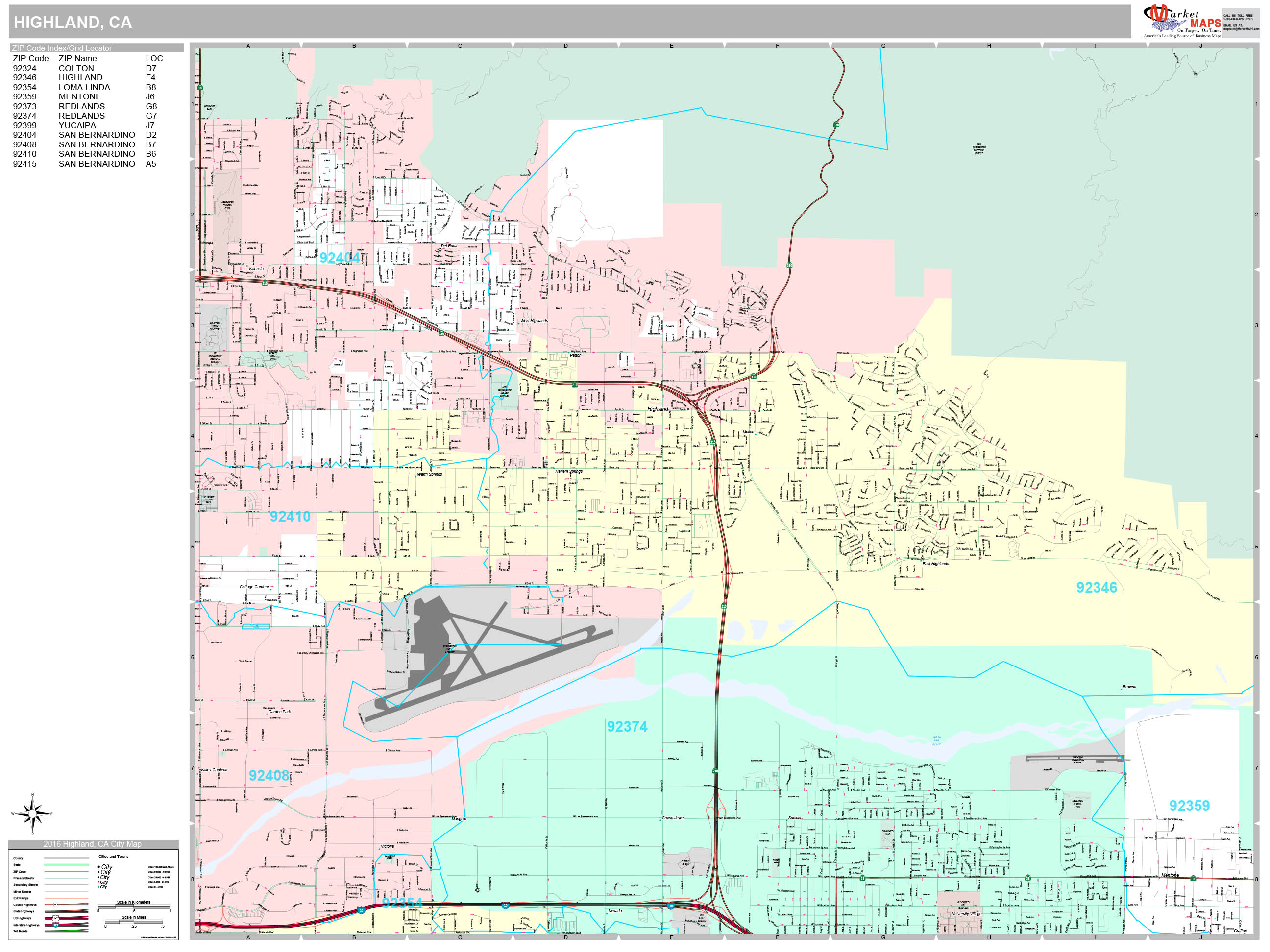 Highland California Wall Map (Premium Style) by MarketMAPS - MapSales