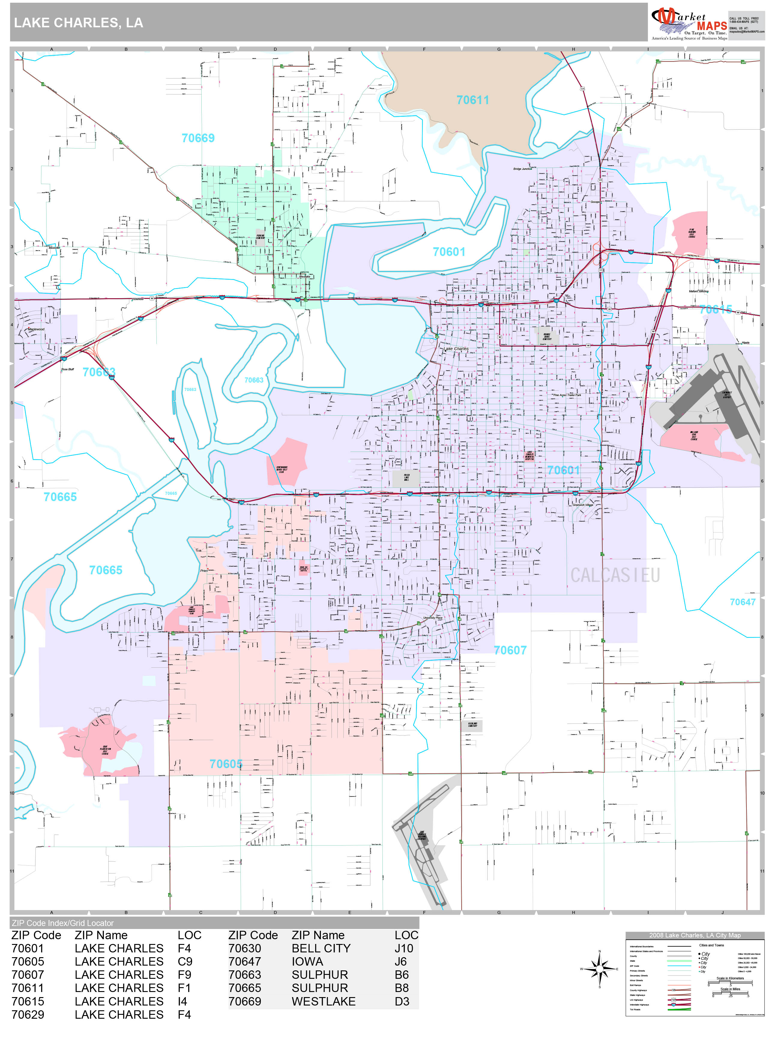 Lake Charles Louisiana Wall Map (Premium Style) By Marketmaps