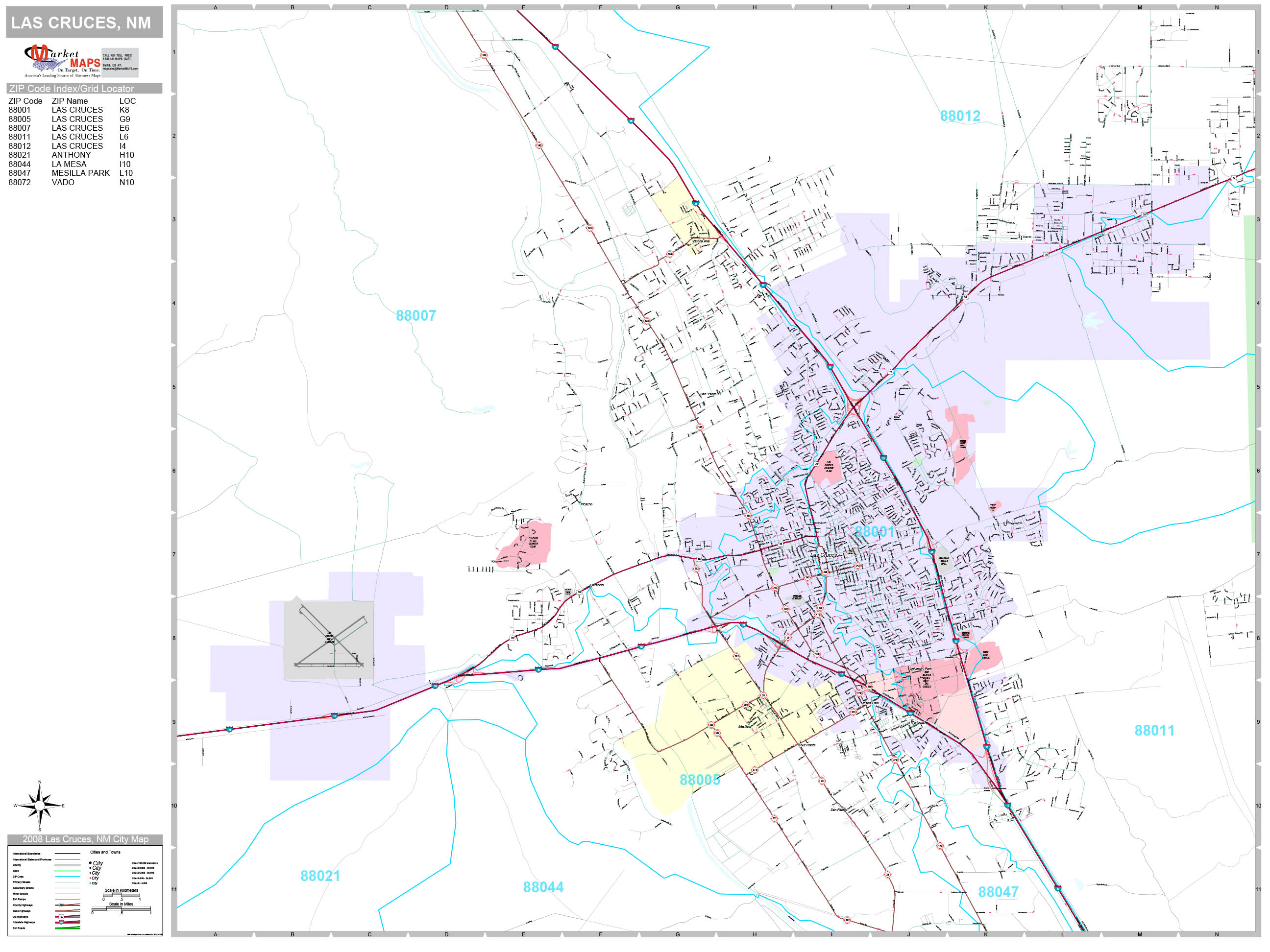 Las Cruces New Mexico Zip Code Map