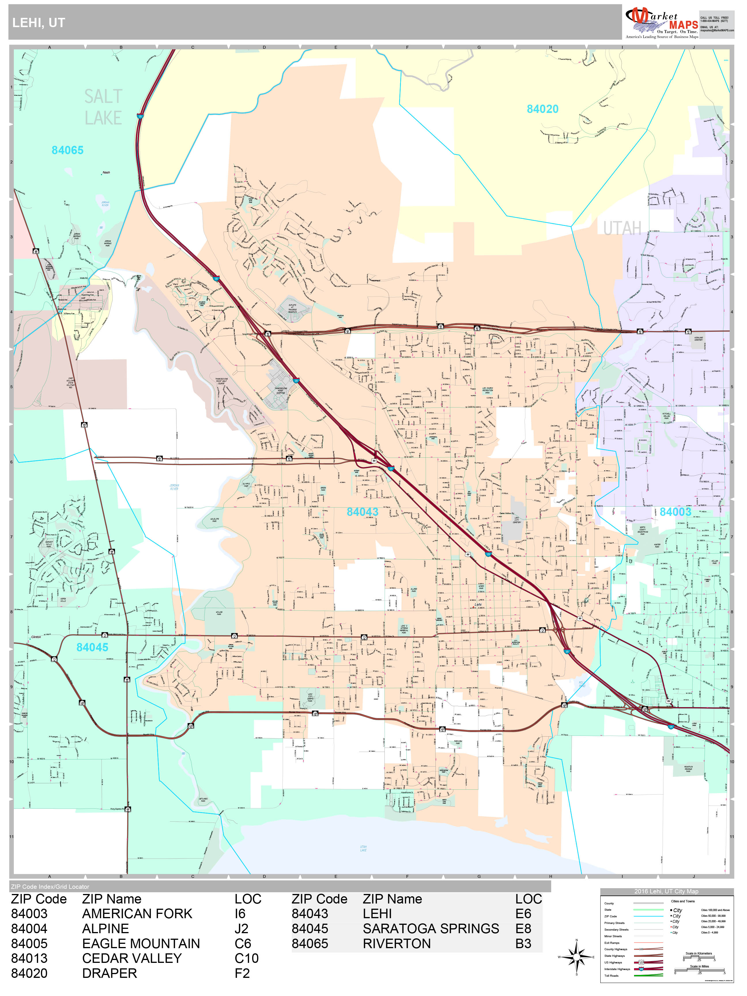 Lehi Utah Wall Map (Premium Style) by MarketMAPS MapSales