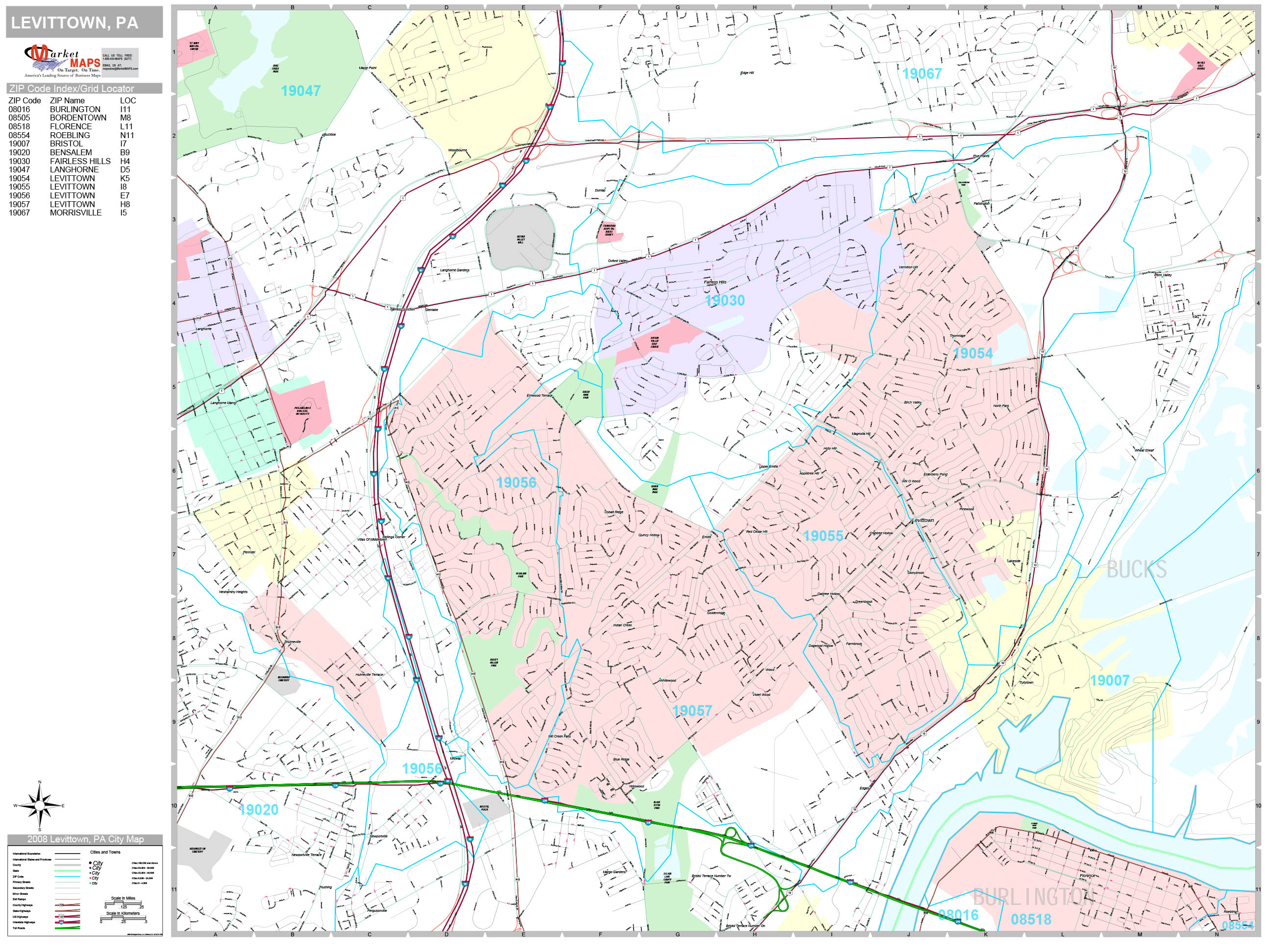 Levittown Pennsylvania Wall Map (Premium Style) by MarketMAPS - MapSales