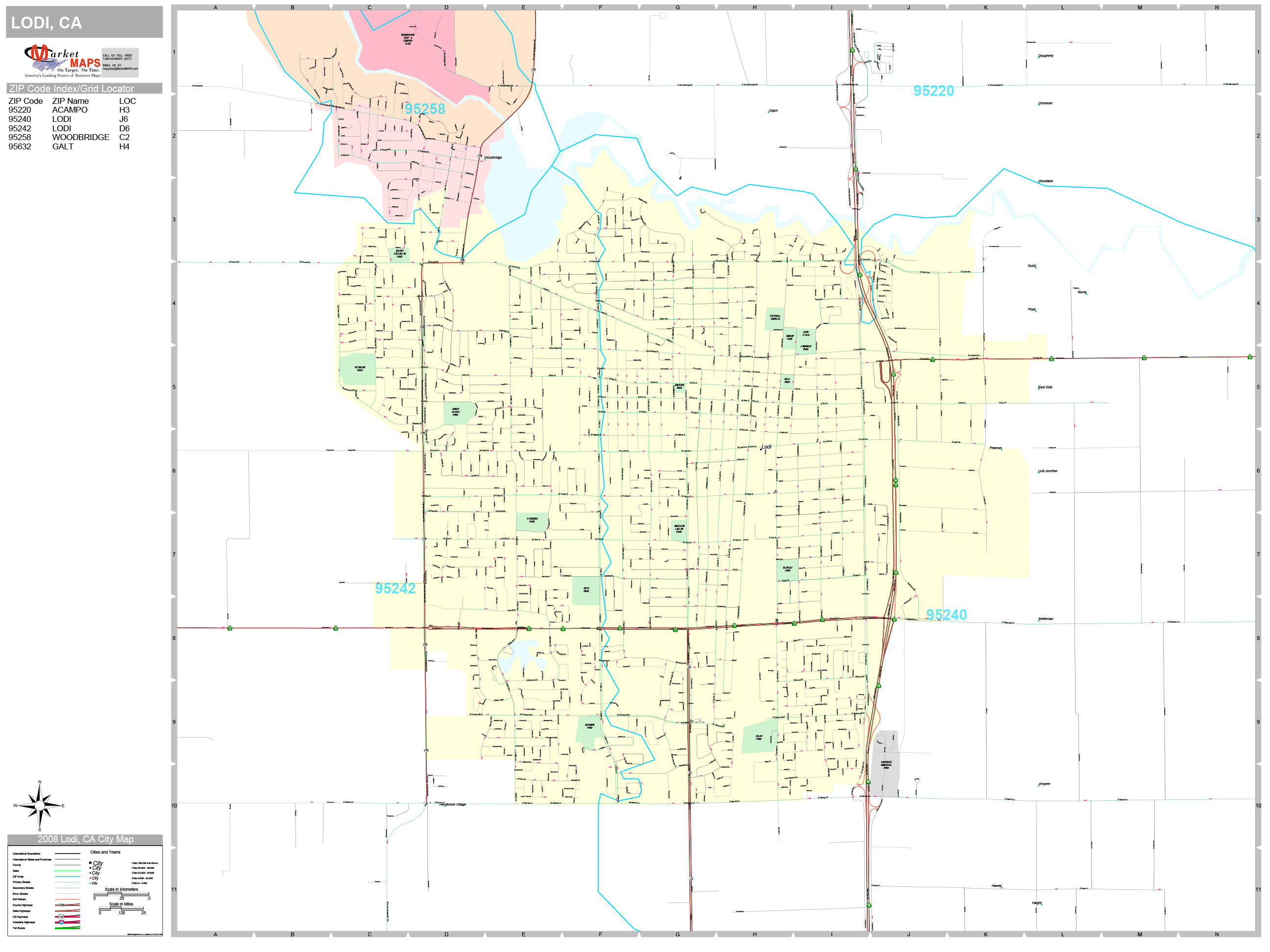 Lodi California Wall Map (Premium Style) by MarketMAPS MapSales