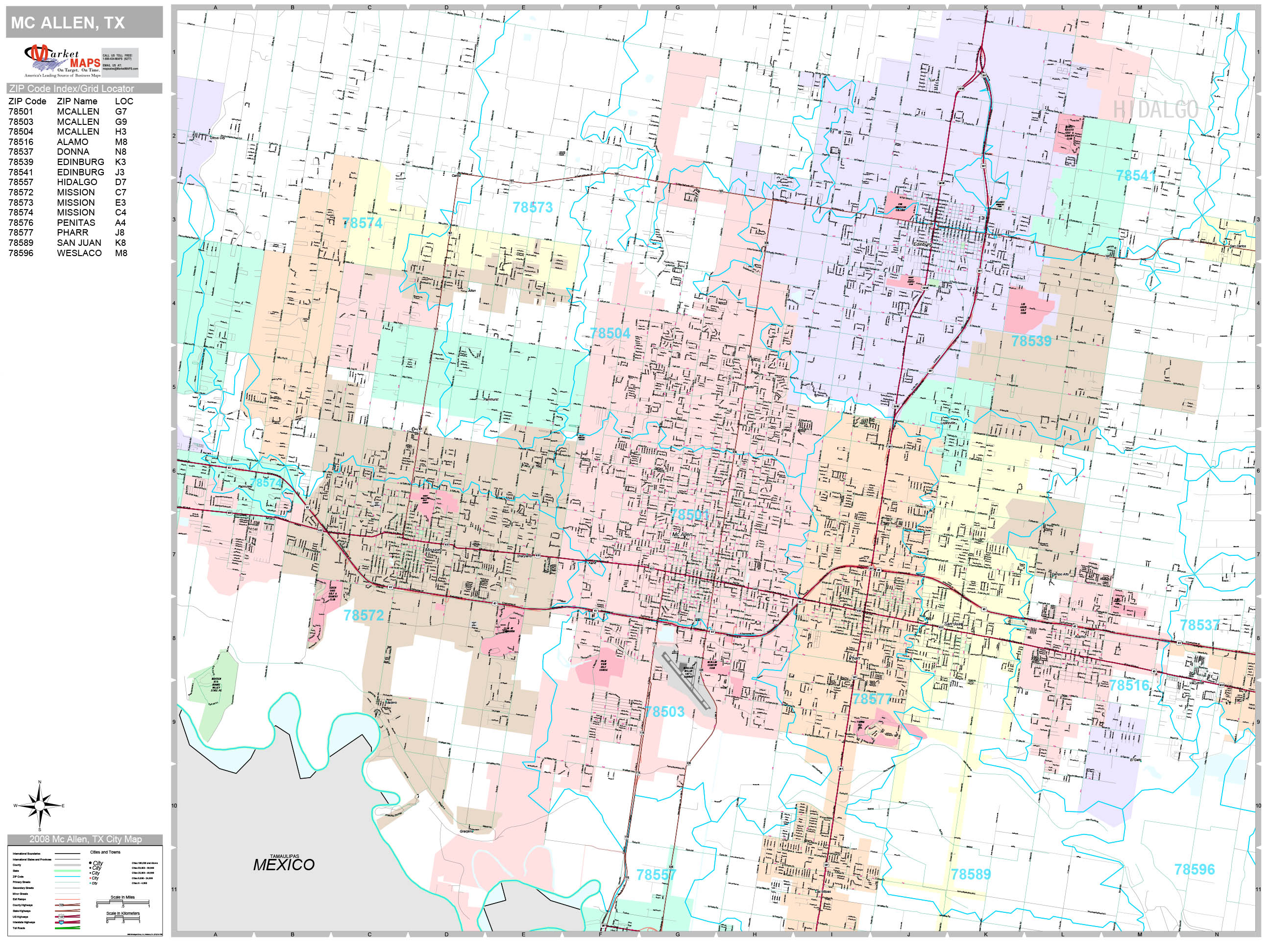 McAllen Texas Wall Map (Premium Style) by MarketMAPS