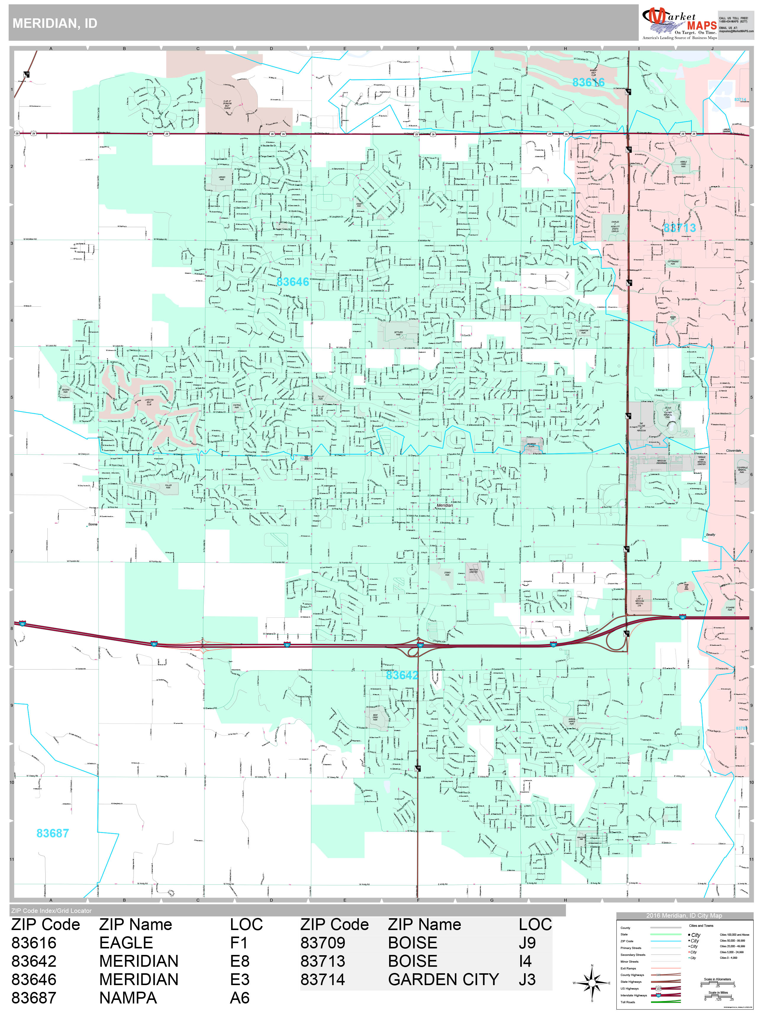 Meridian Idaho Wall Map (Premium Style) by MarketMAPS