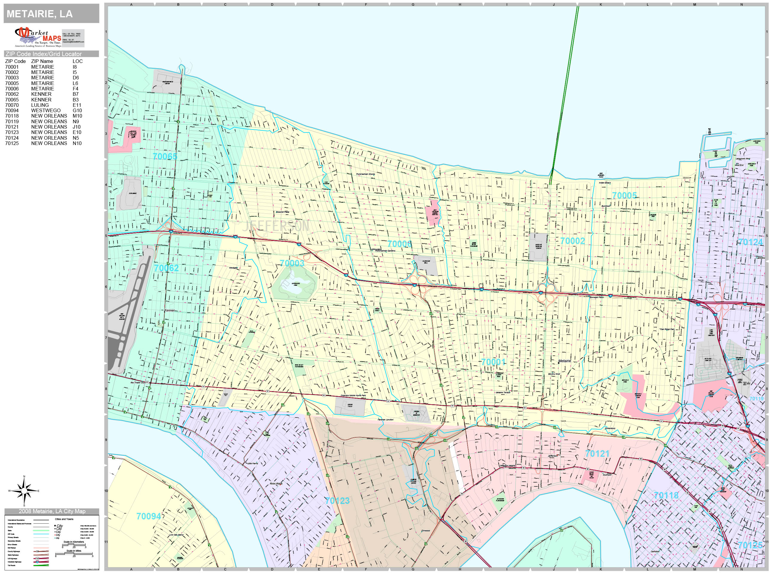Metairie Zip Code Map