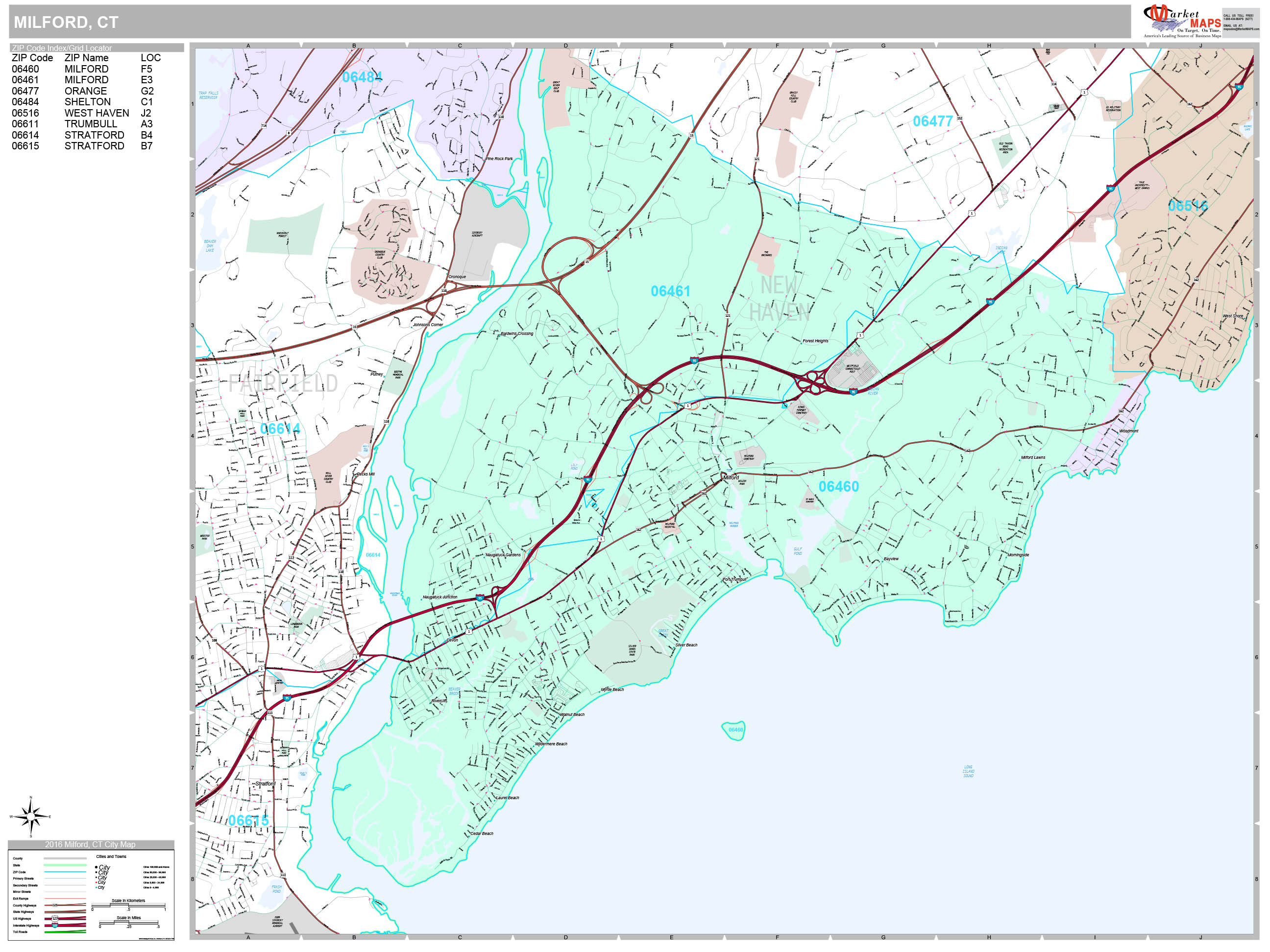 Milford Connecticut Wall Map Premium Style By Marketm vrogue.co