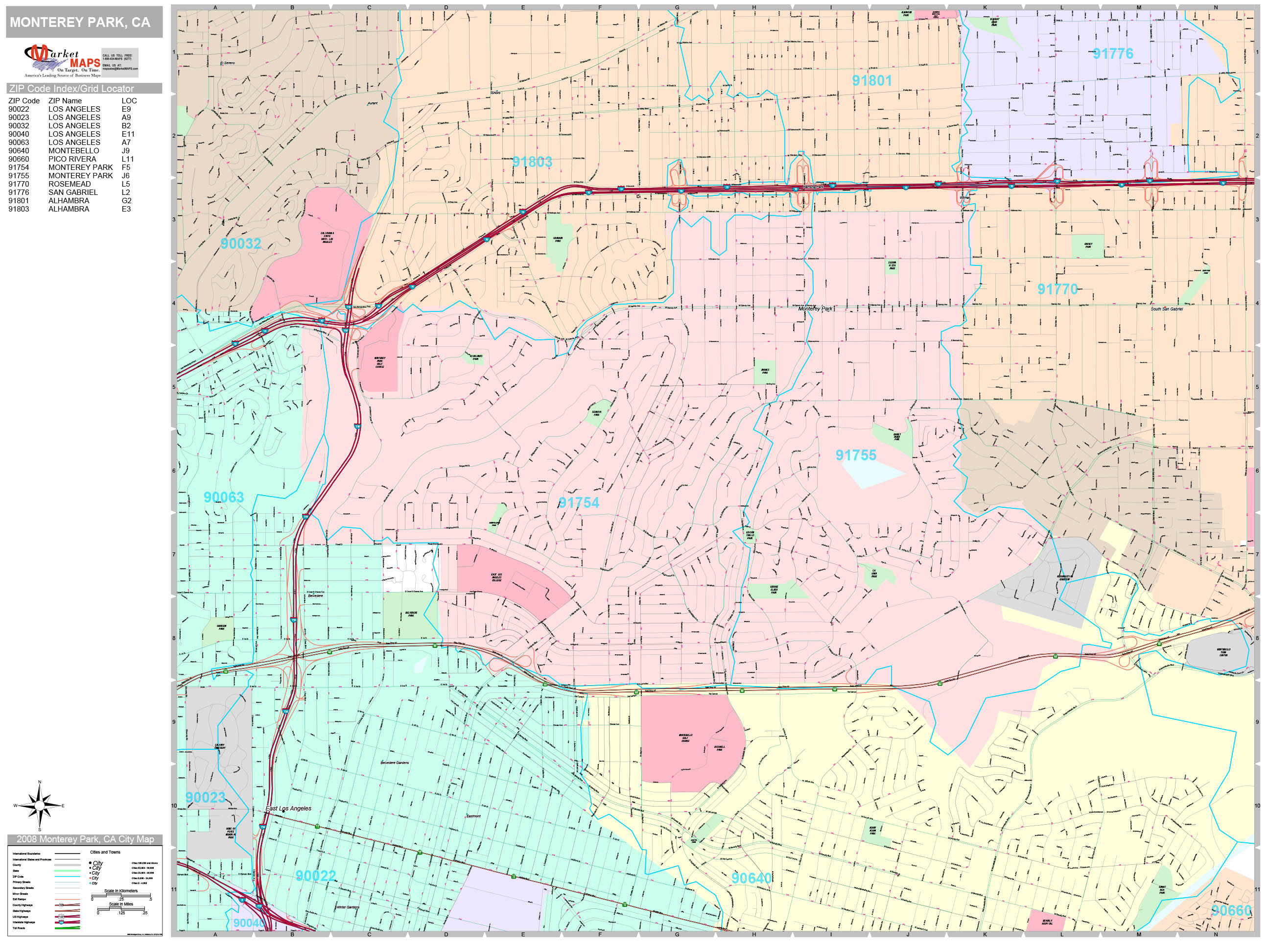 Monterey Park Zip Code Map Map