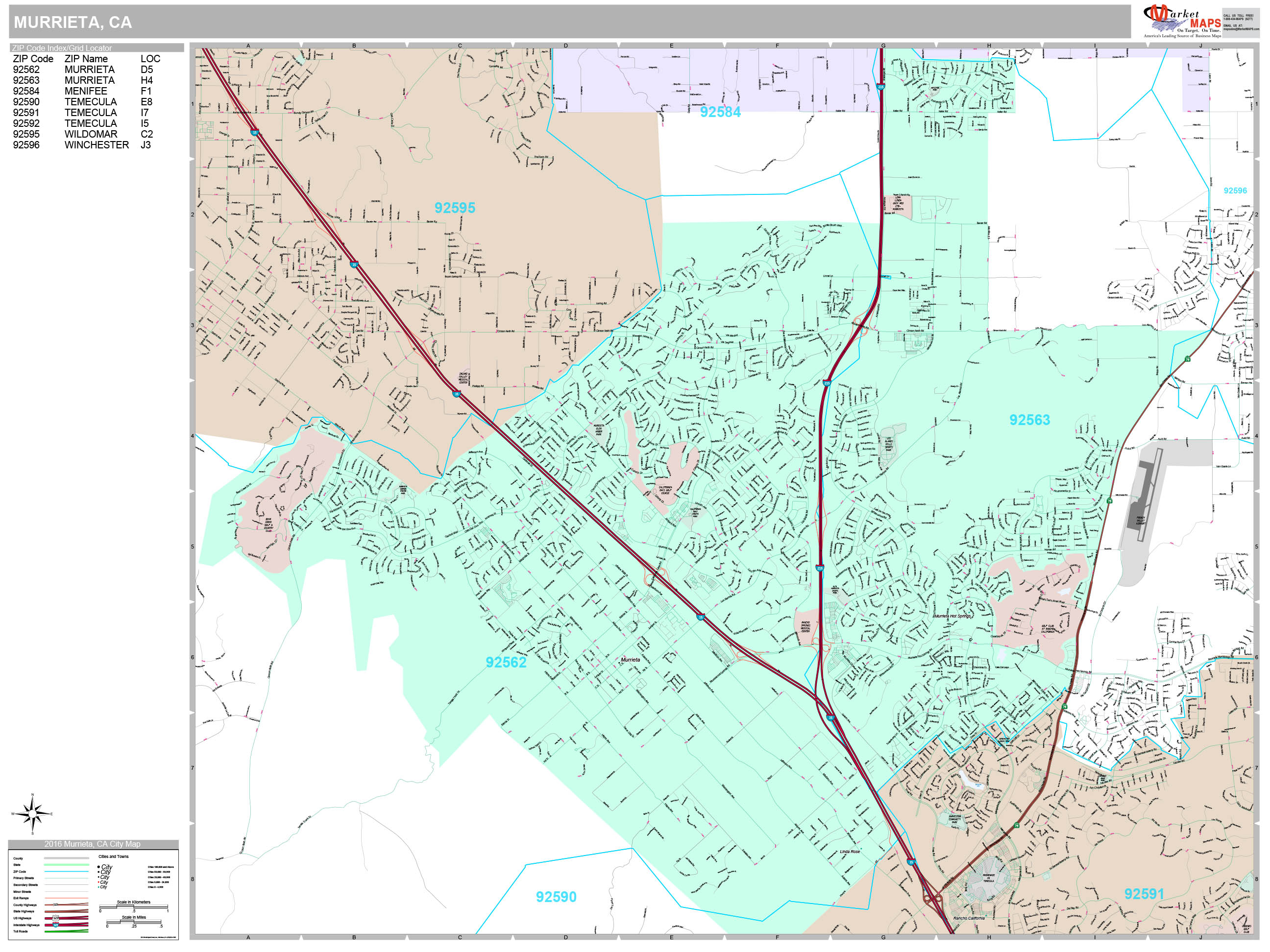 Murrieta California Wall Map (Premium Style) by MarketMAPS - MapSales