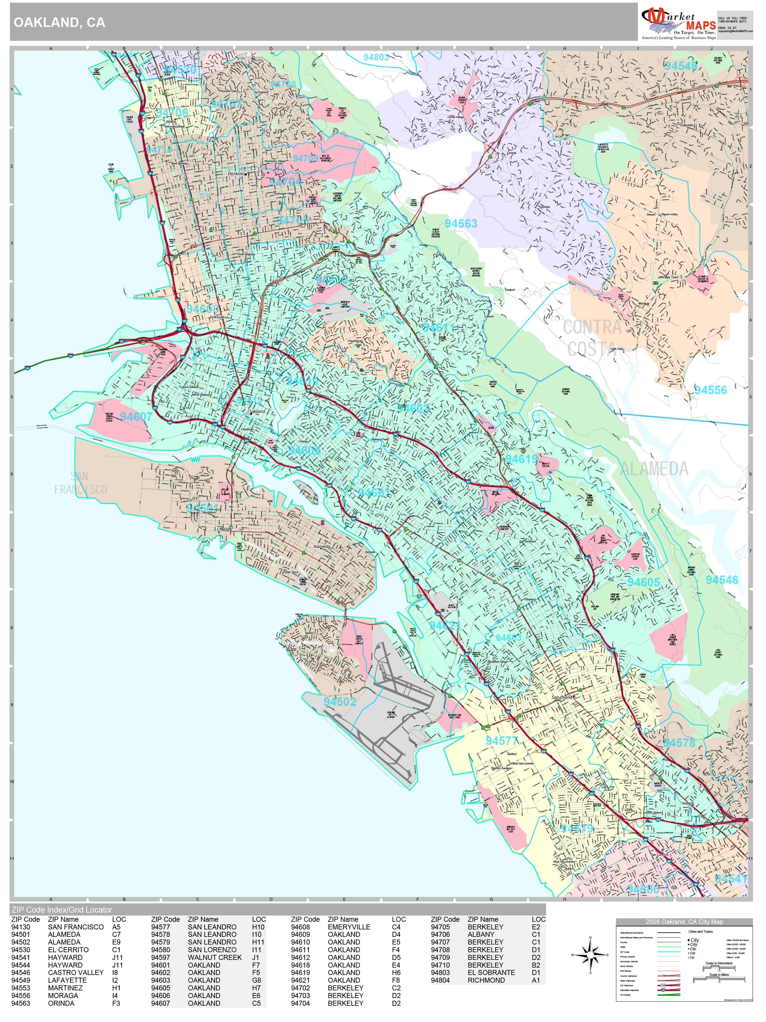 Oakland California Wall Map (Premium Style) by MarketMAPS MapSales