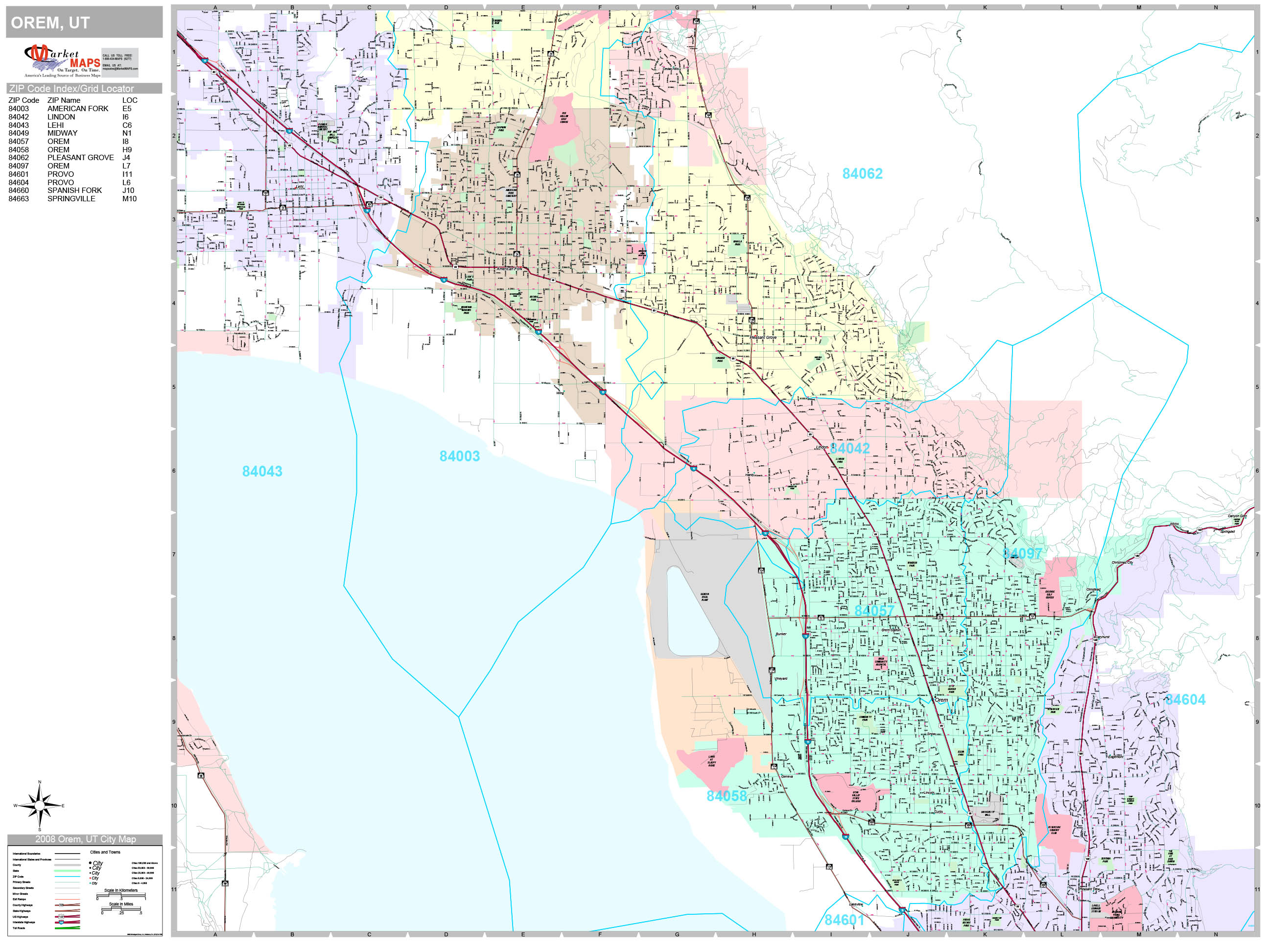 Orem Utah Wall Map (Premium Style) by MarketMAPS