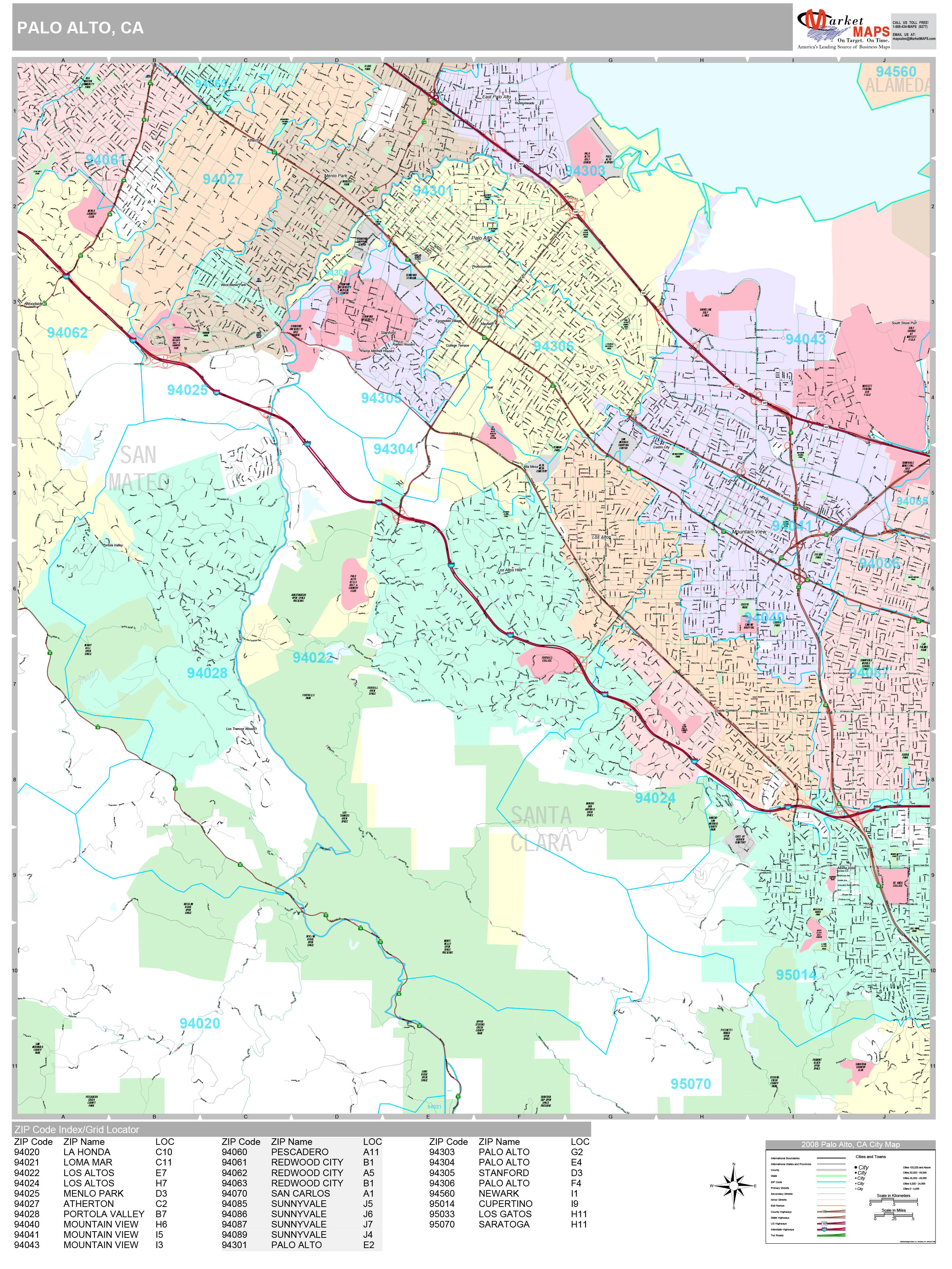 Palo Alto California Wall Map (Premium Style) by MarketMAPS MapSales