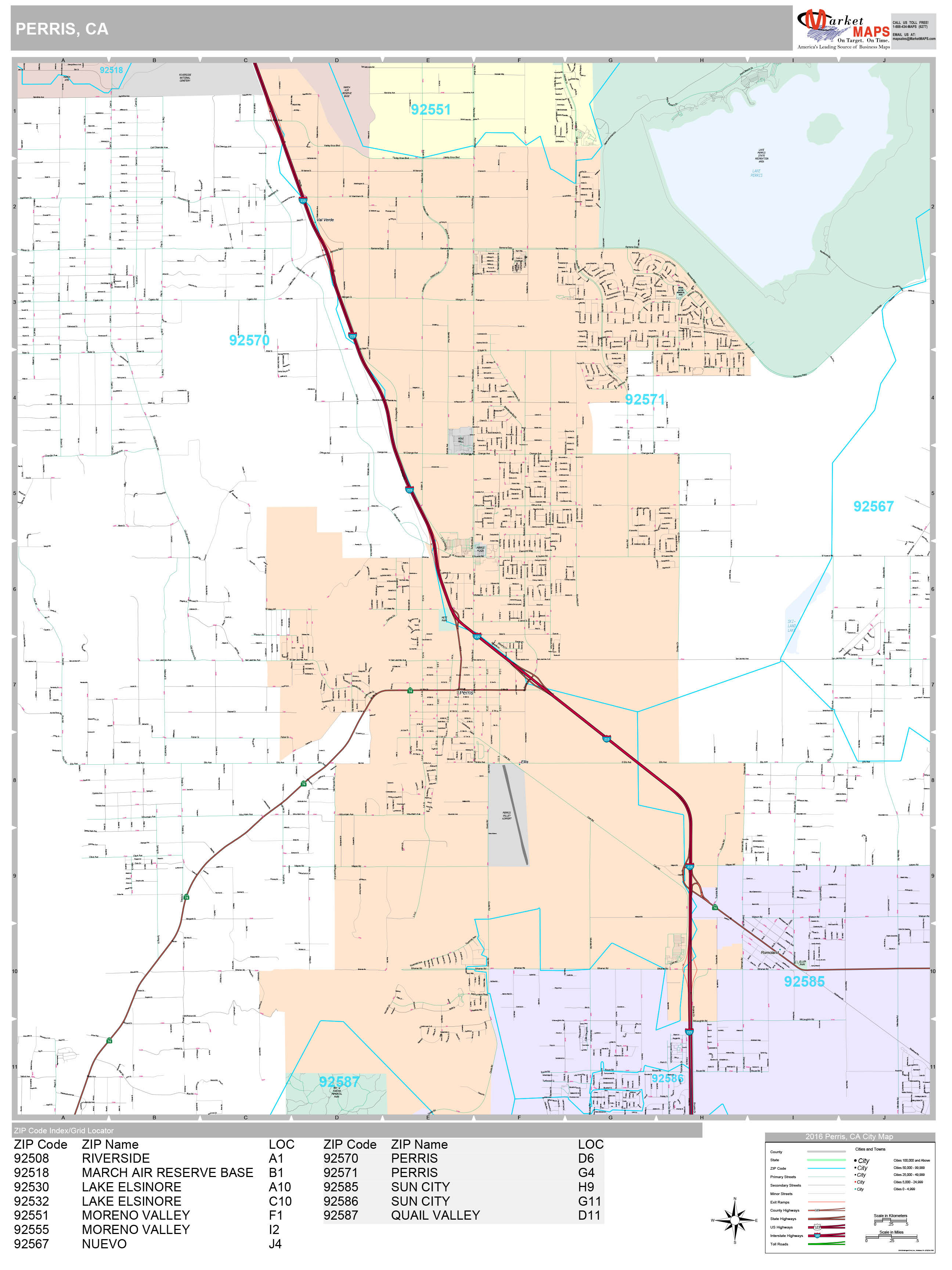 Perris California Wall Map (Premium Style) by MarketMAPS