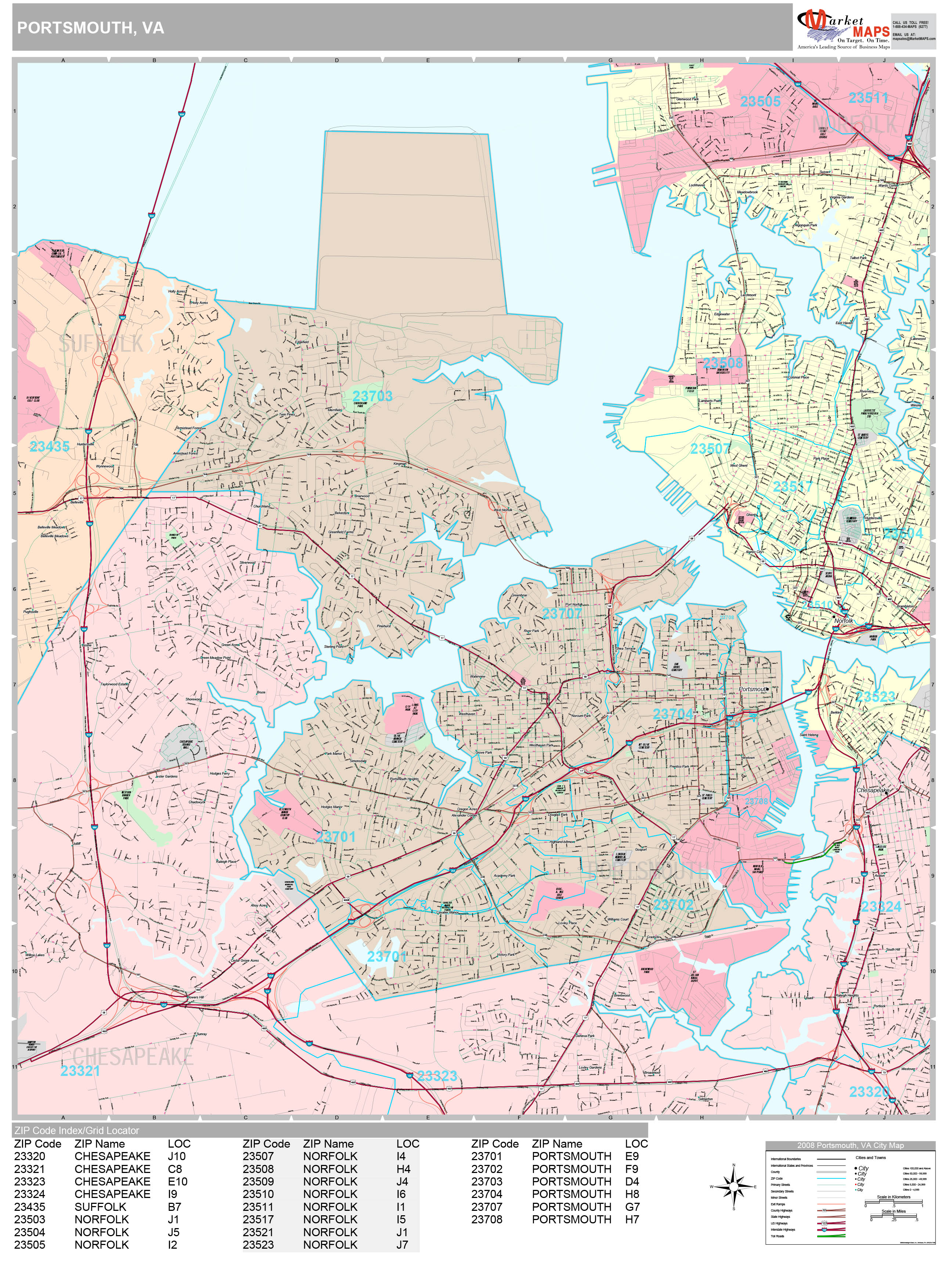 Portsmouth VA City Map