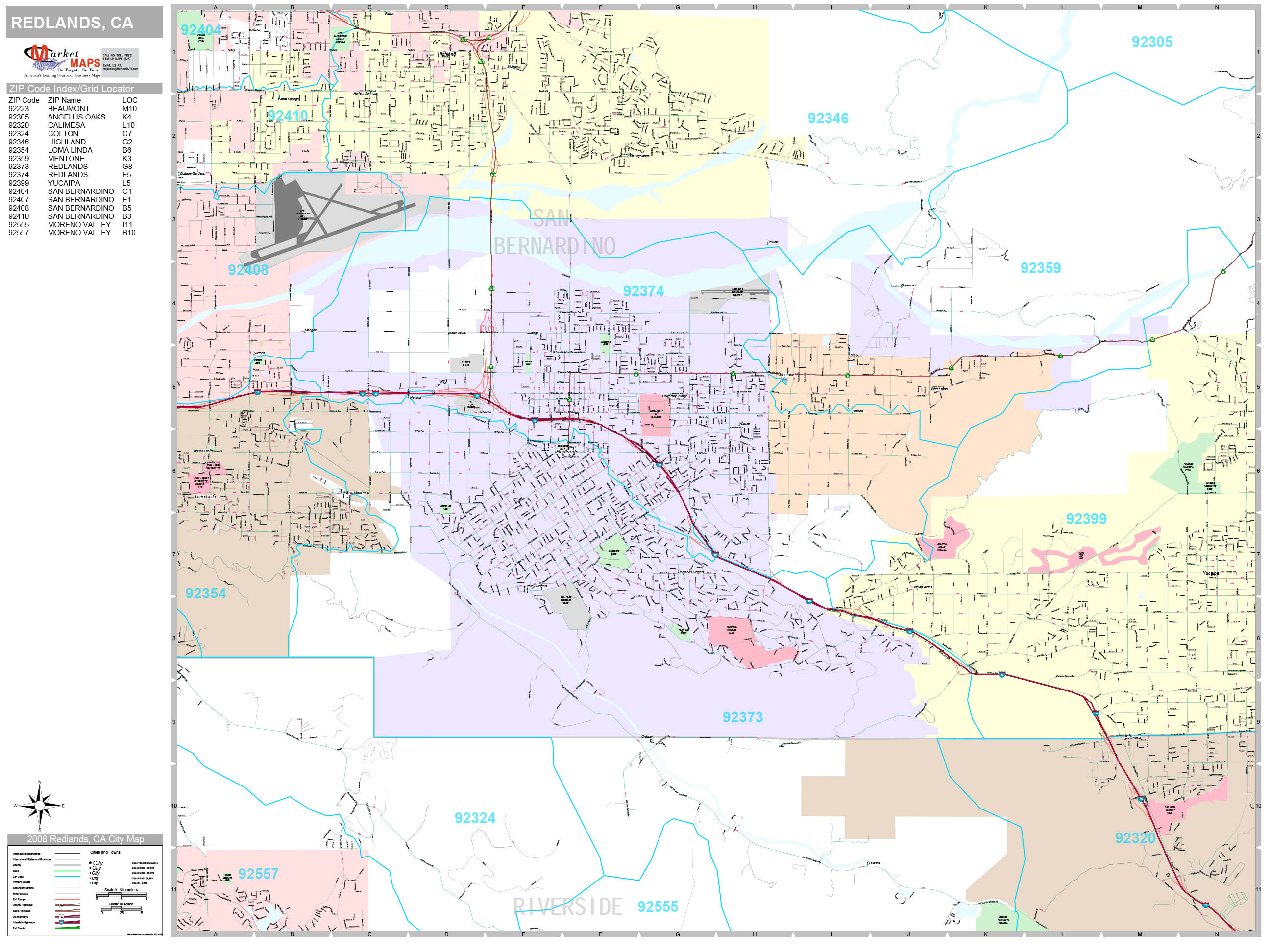 Redlands California Wall Map (Premium Style) by MarketMAPS MapSales