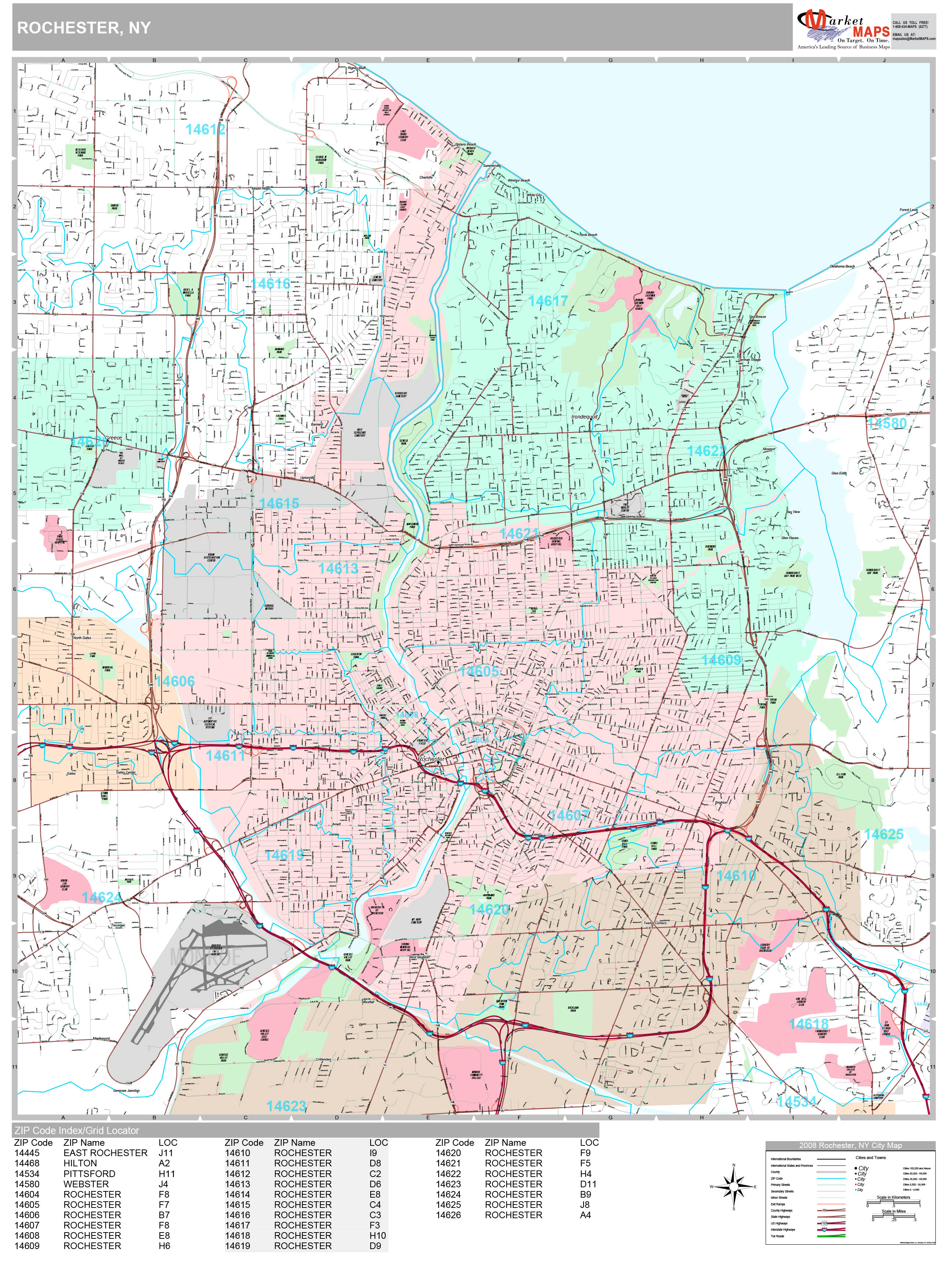 Rochester New York Wall Map (Premium Style) by MarketMAPS MapSales