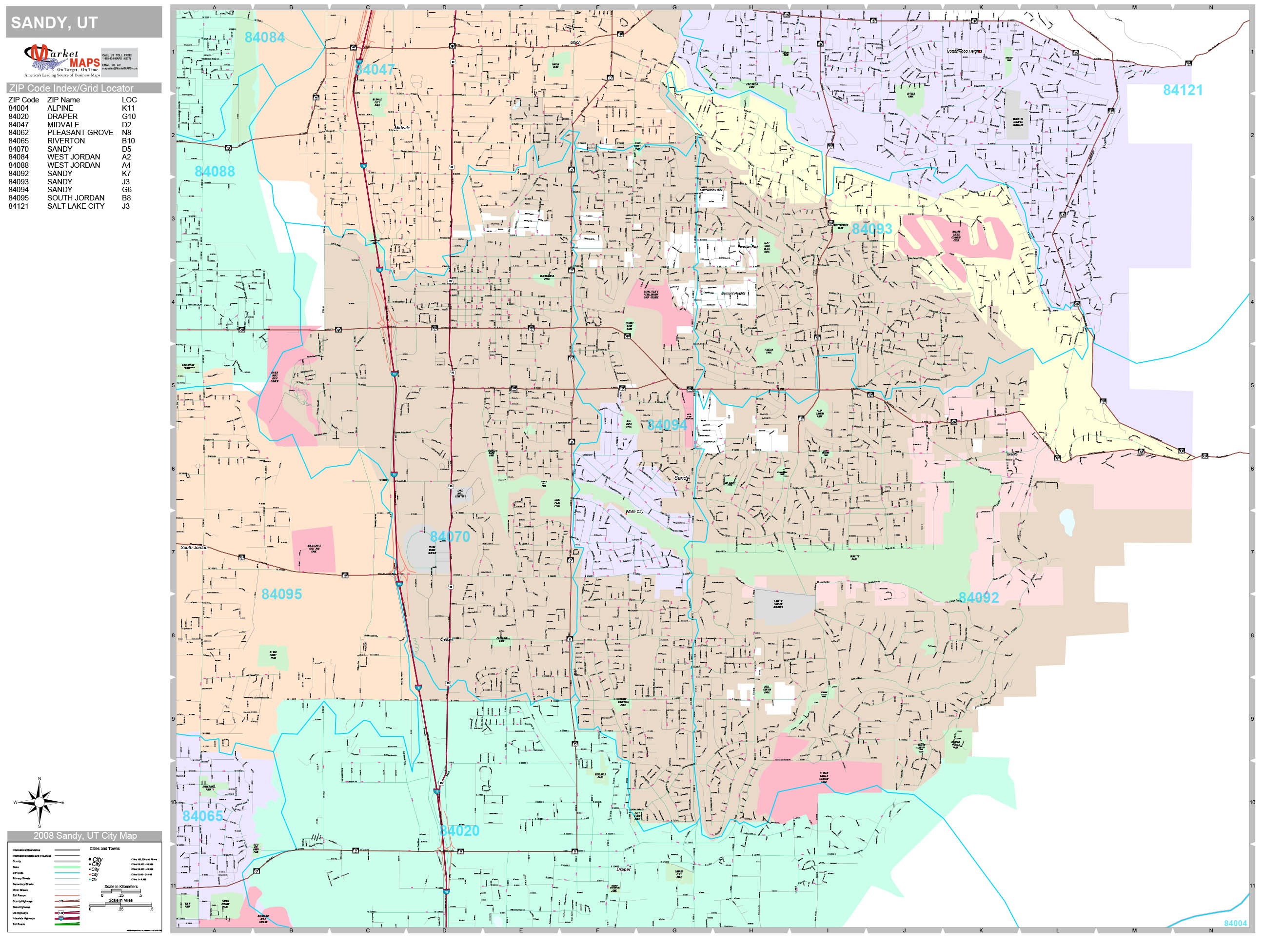 Sandy Utah Wall Map (Premium Style) by MarketMAPS