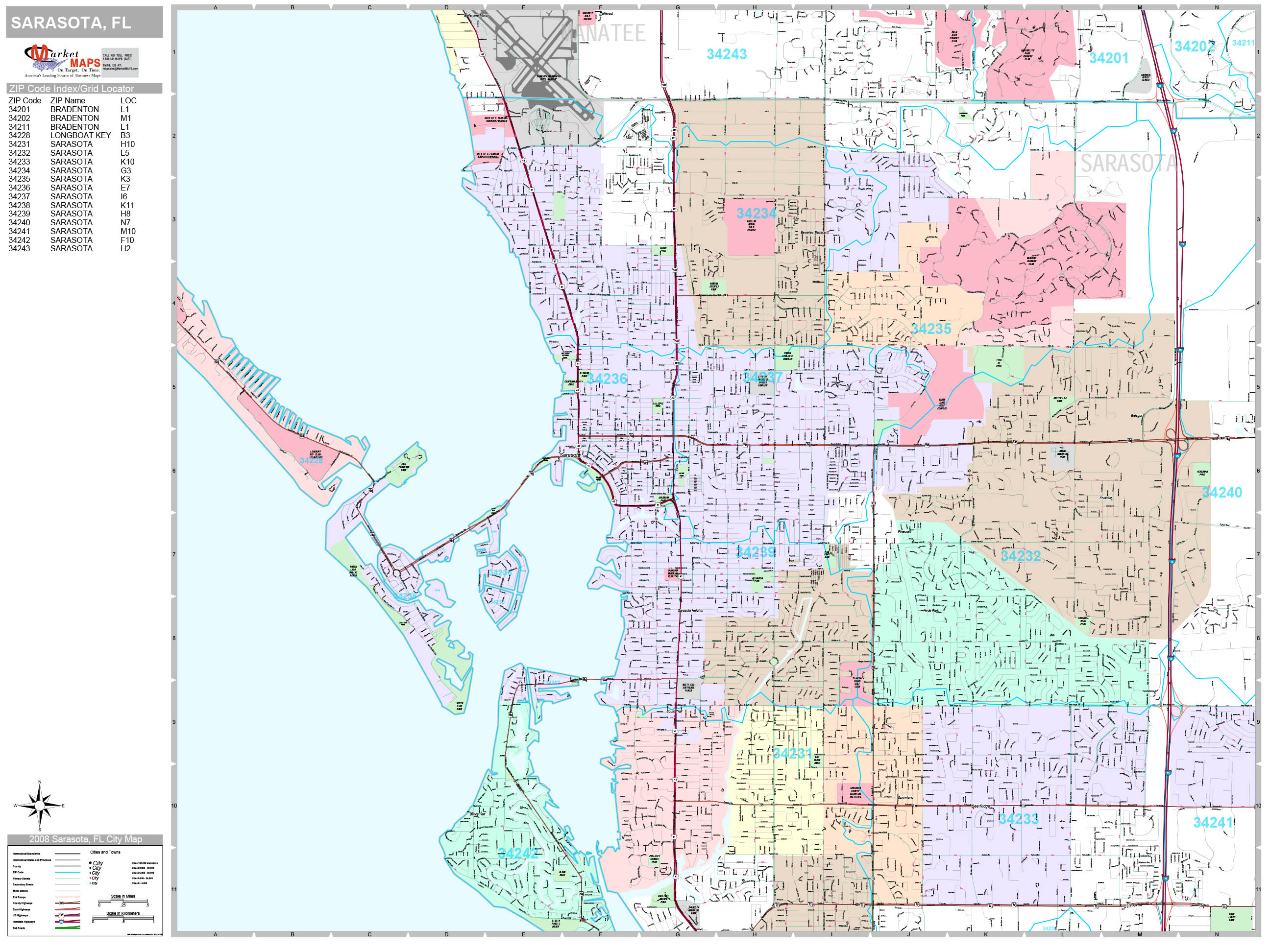 Sarasota County Zip Code Map Map