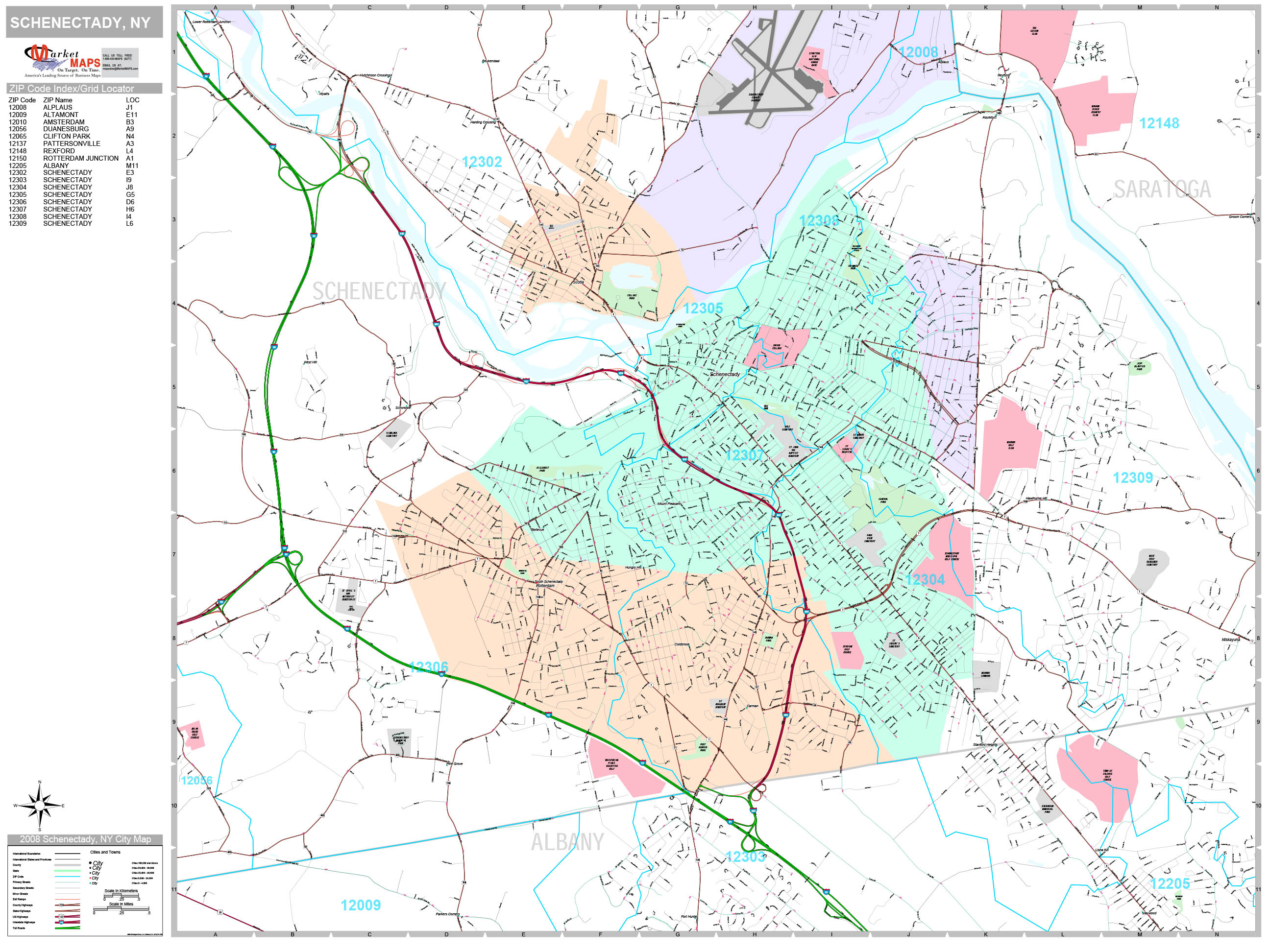 Schenectady New York Zip Code Map