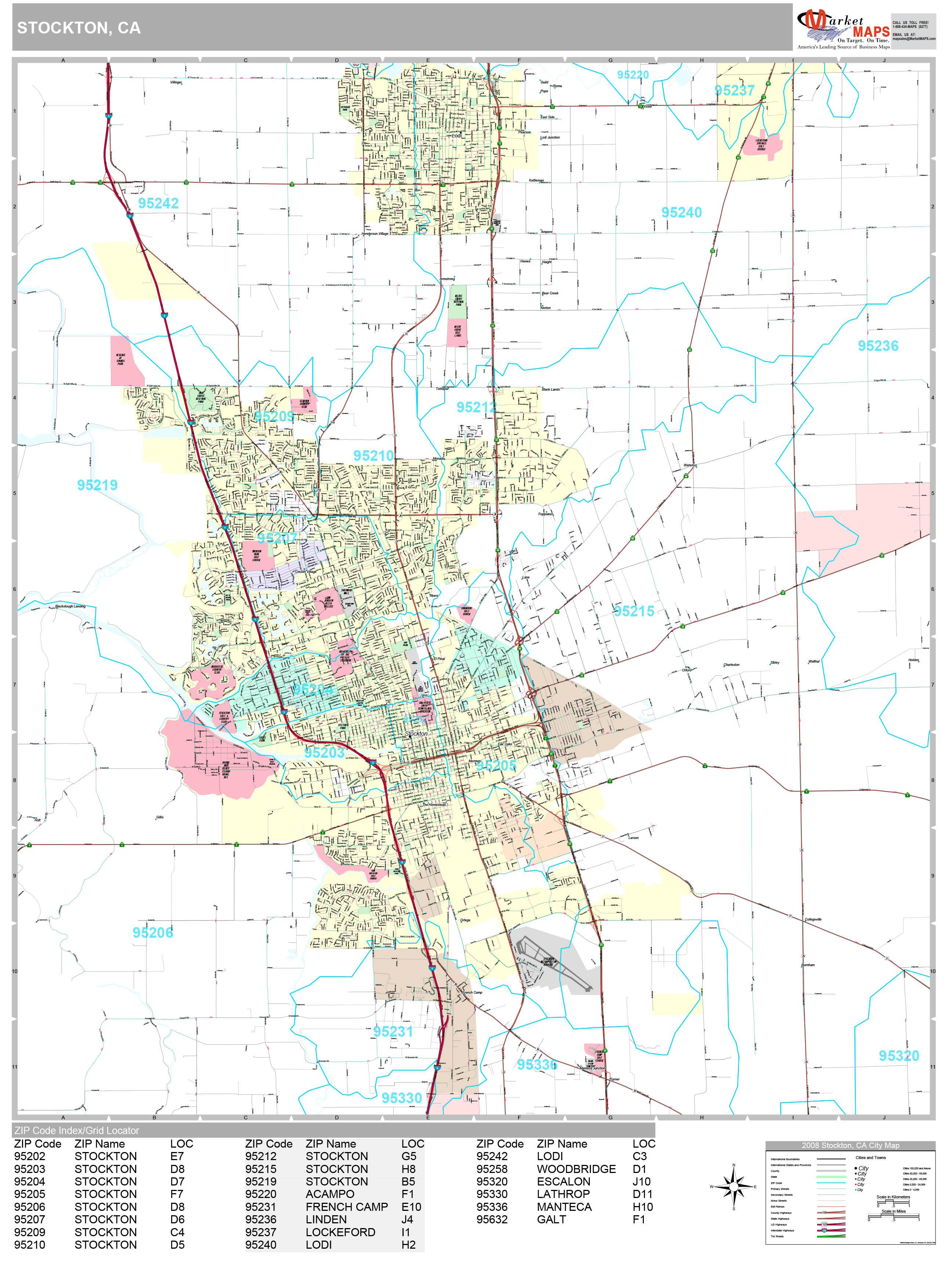Stockton California Wall Map (Premium Style) by MarketMAPS - MapSales