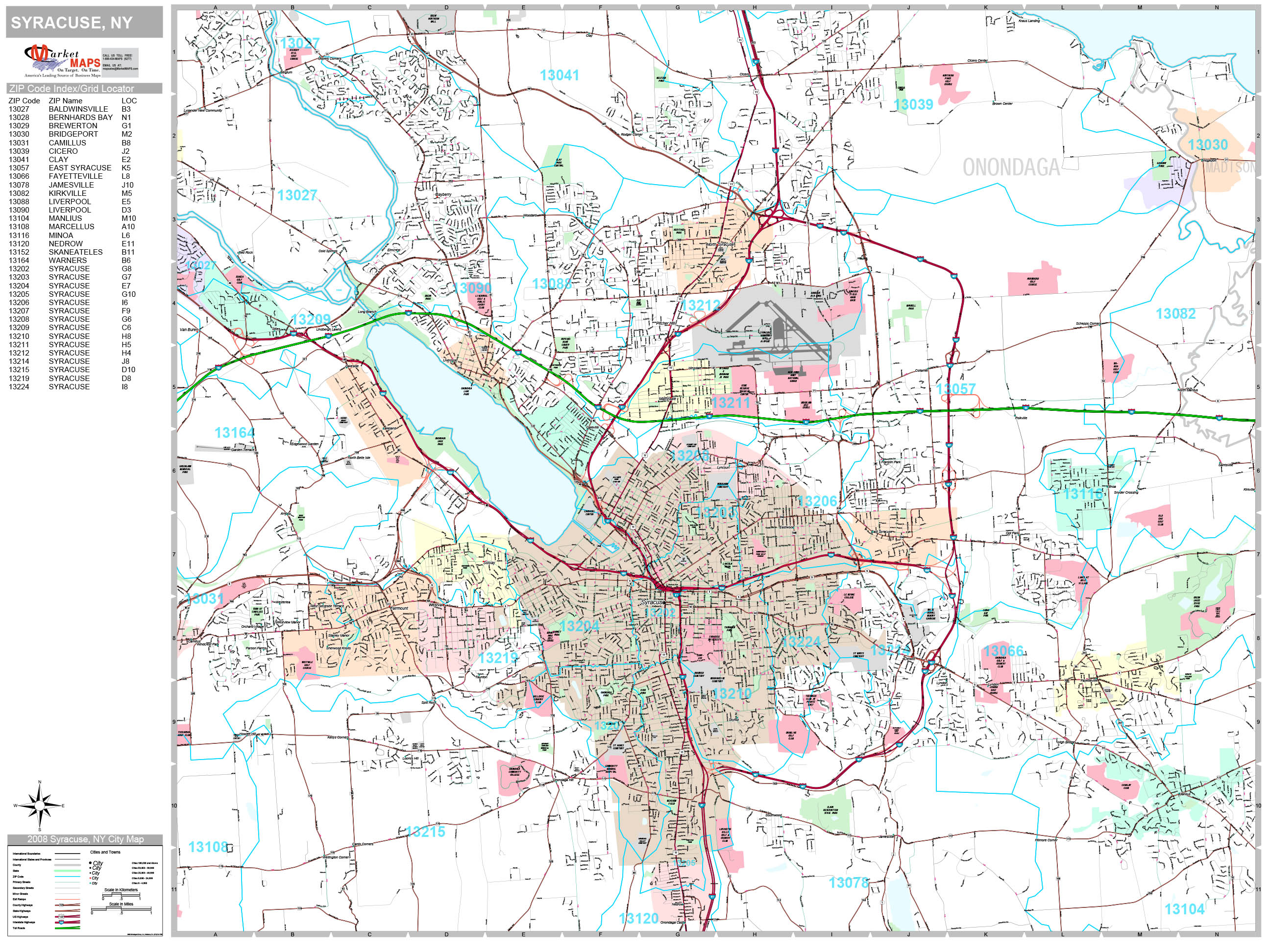 Syracuse New York Wall Map (Premium Style) by MarketMAPS - MapSales