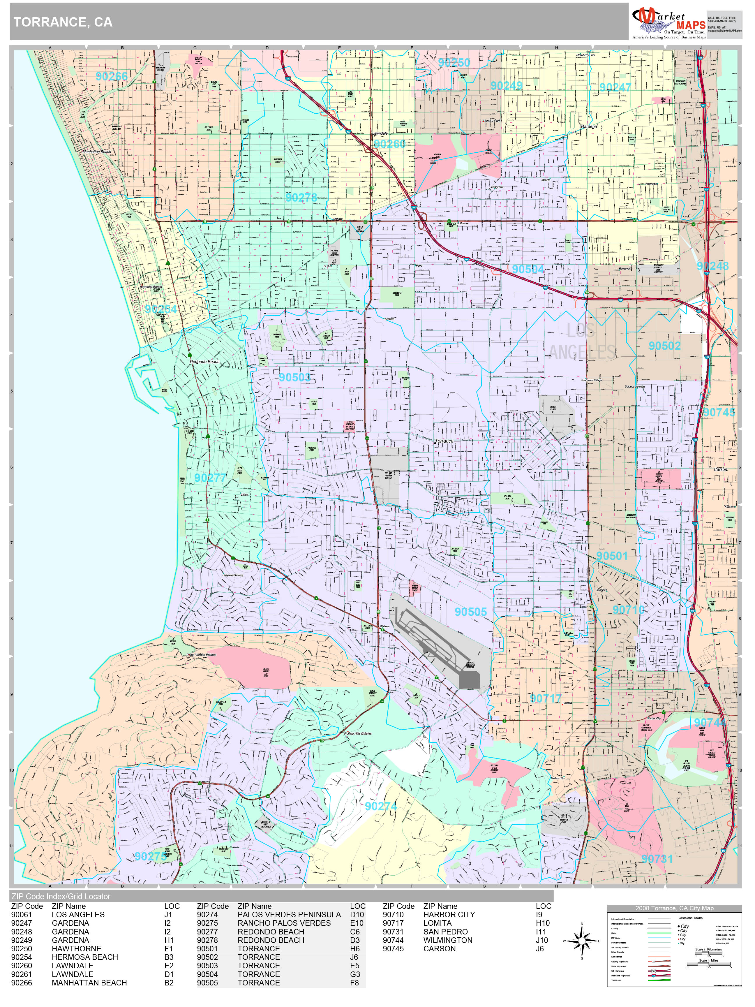 Torrance California Wall Map (Premium Style) by MarketMAPS