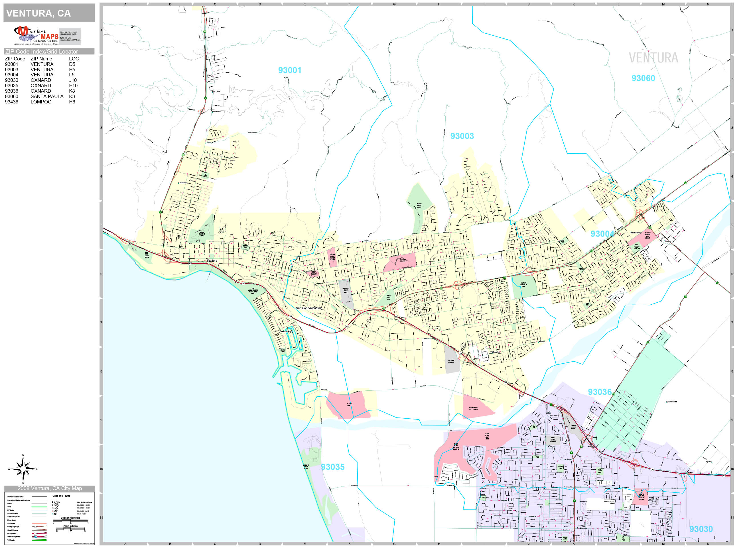 Ventura California Wall Map (Premium Style) by MarketMAPS