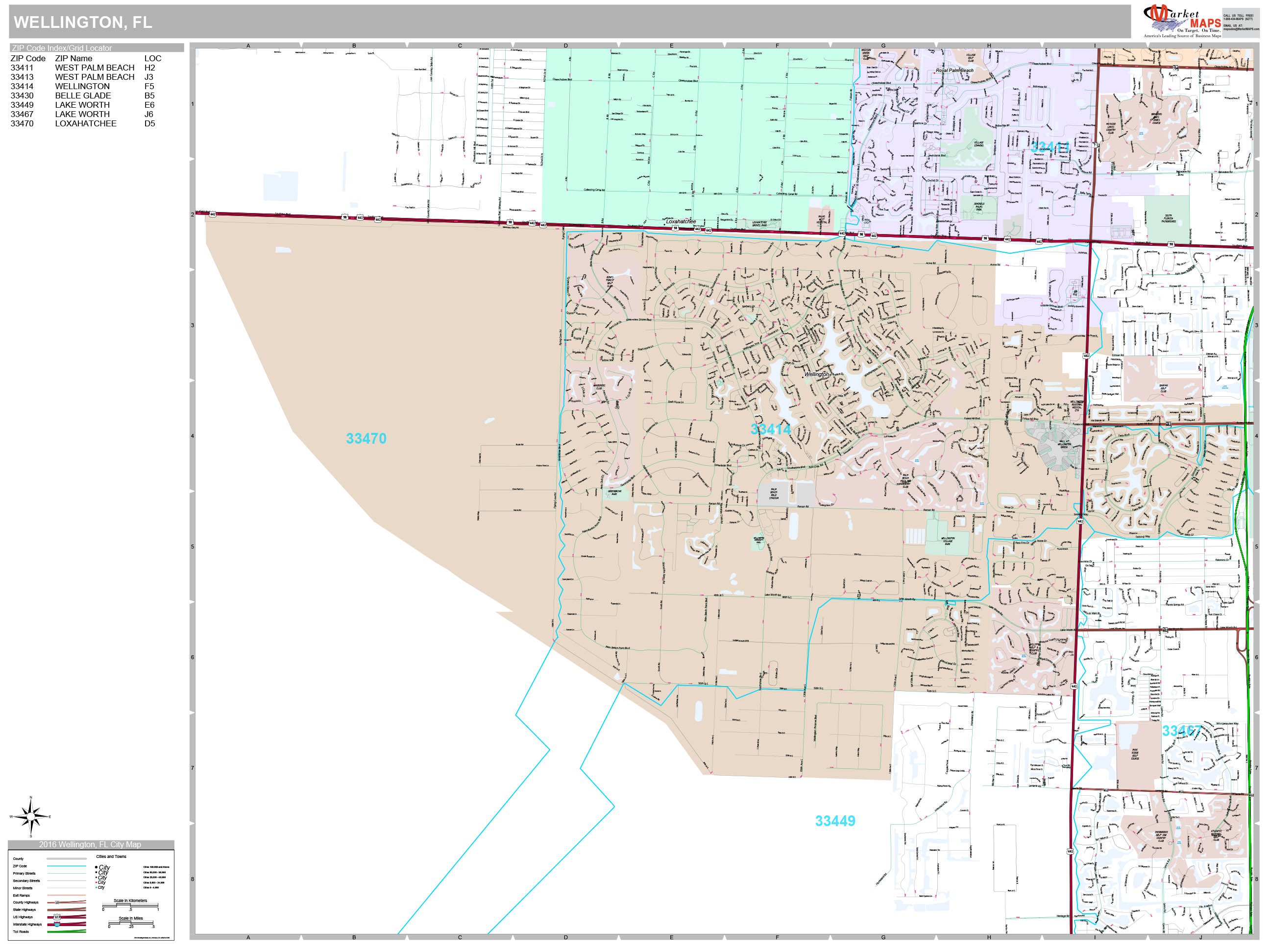 Wellington Florida Wall Map (Premium Style) by MarketMAPS