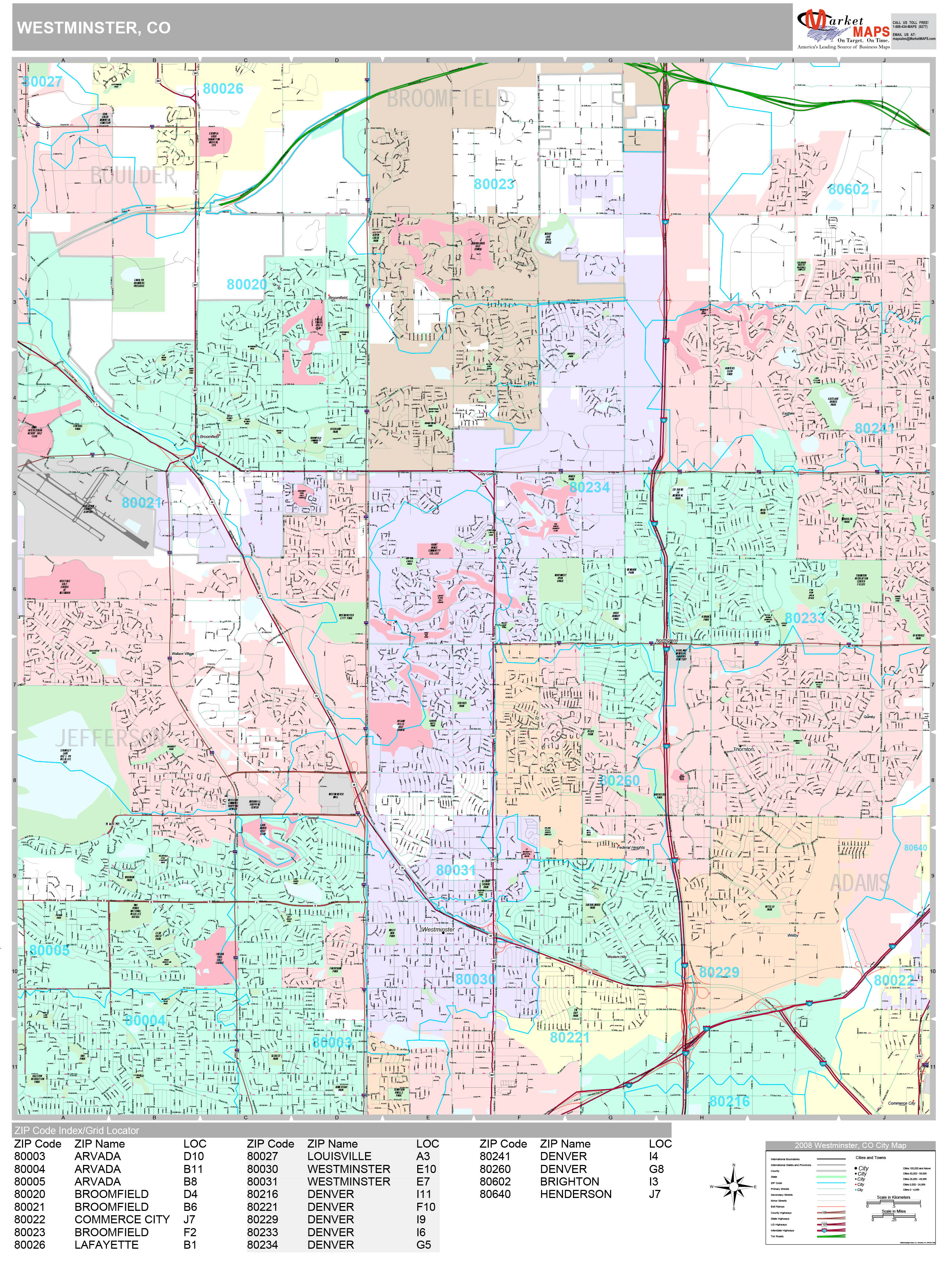 Westminster Colorado Wall Map (Premium Style) by MarketMAPS MapSales