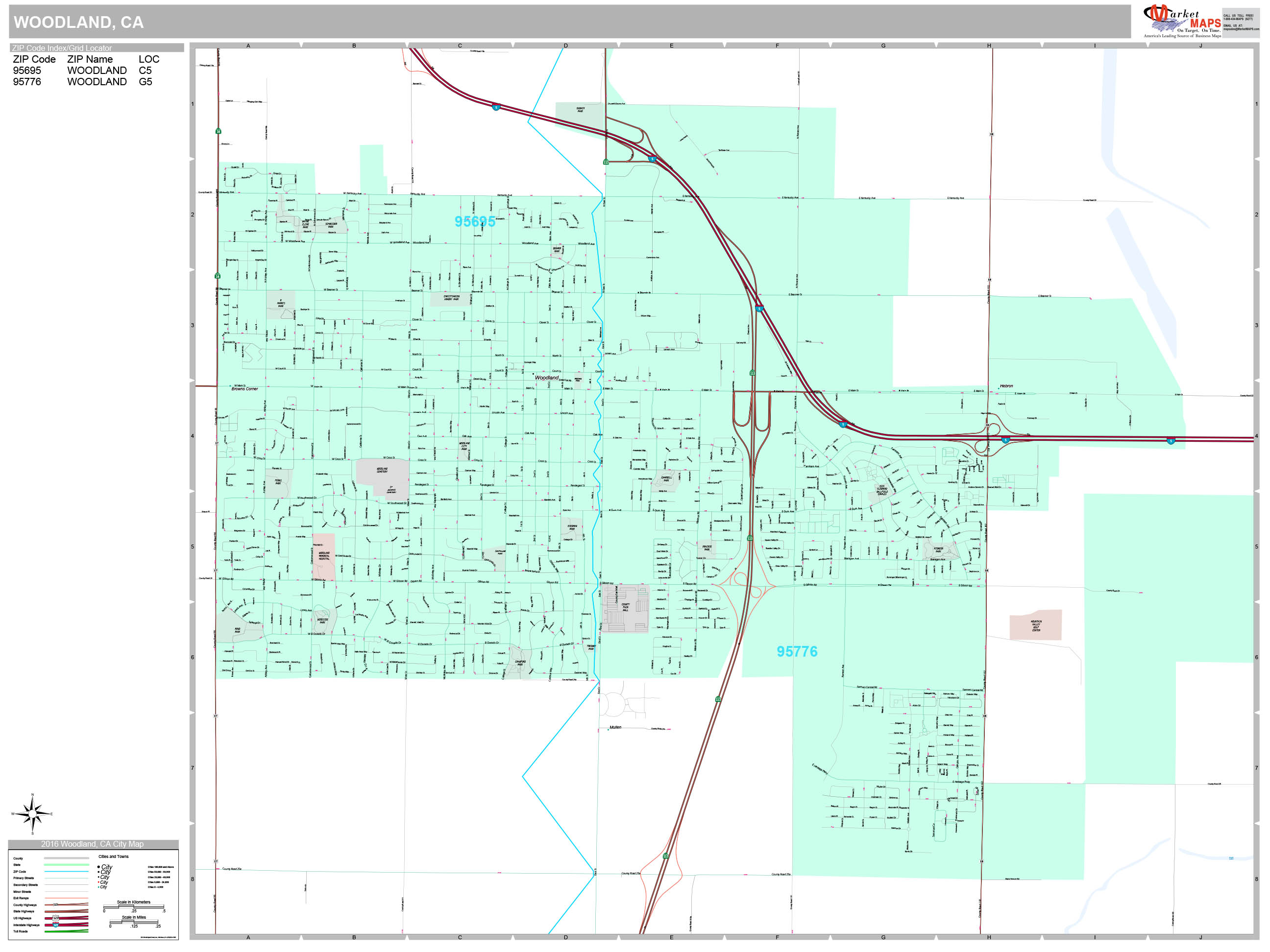 Woodland California Wall Map Color Cast Style By Mark vrogue.co