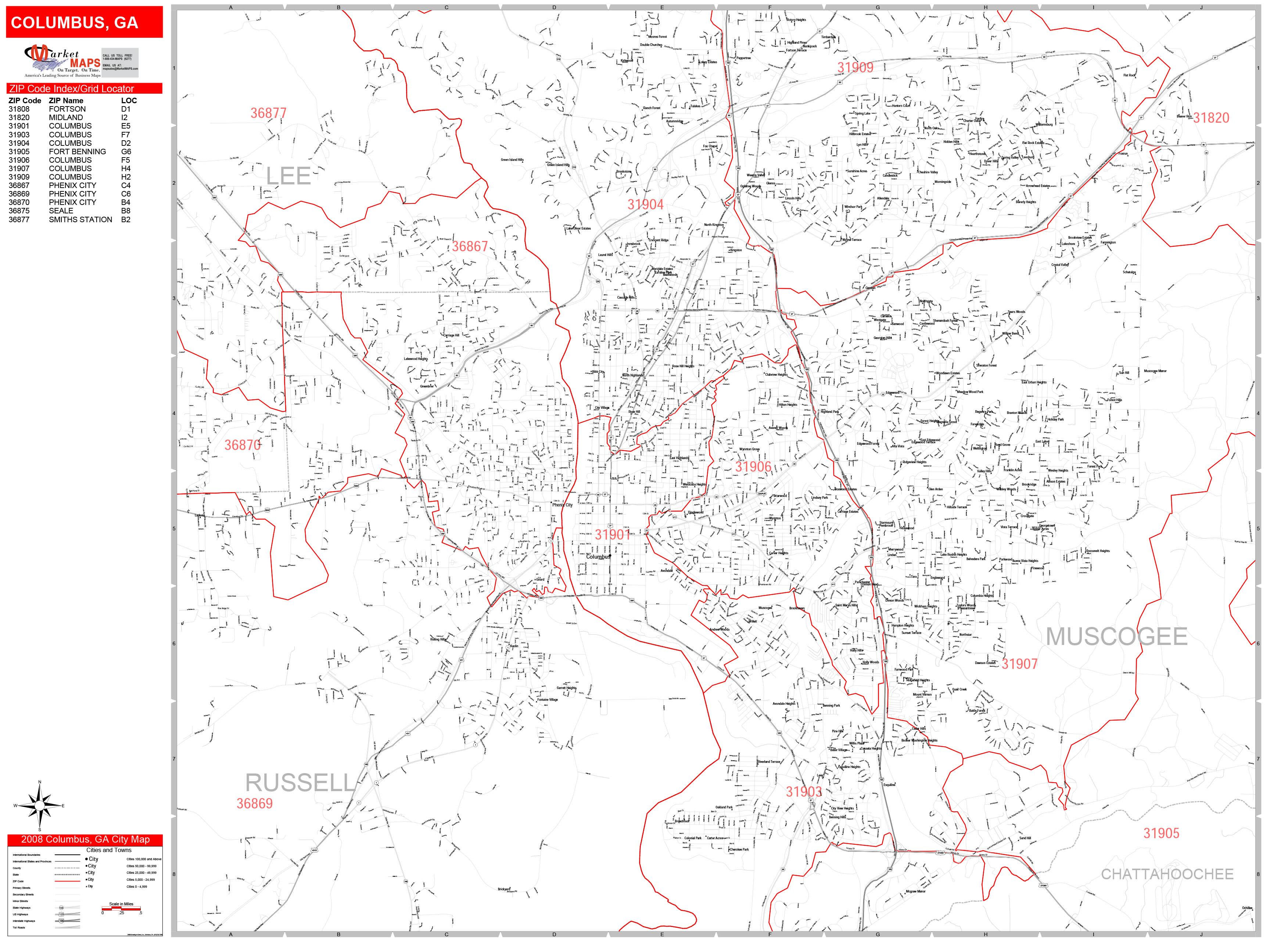 Columbus Georgia Zip Code Map