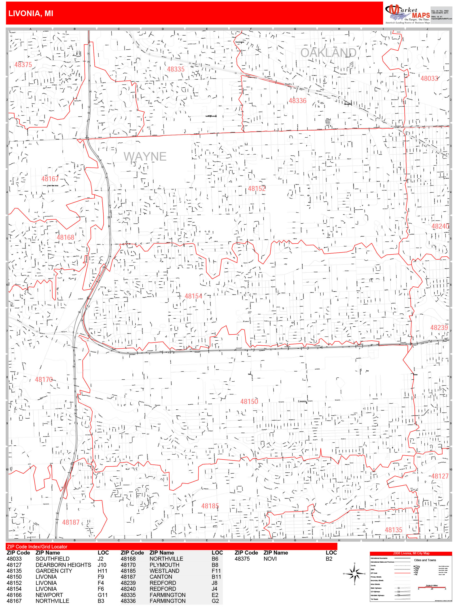 Livonia Zip Code Map