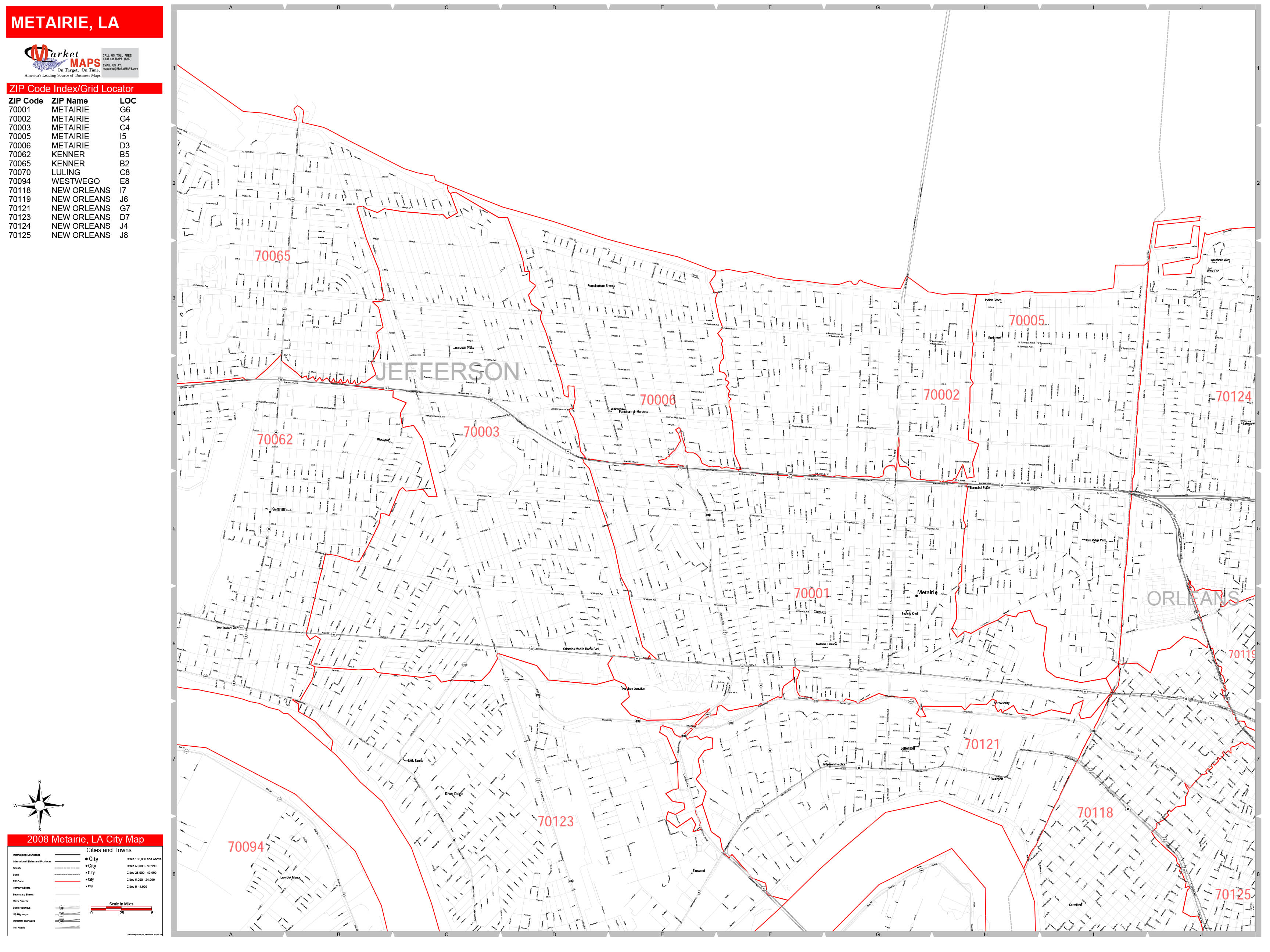 Metairie Zip Code Map