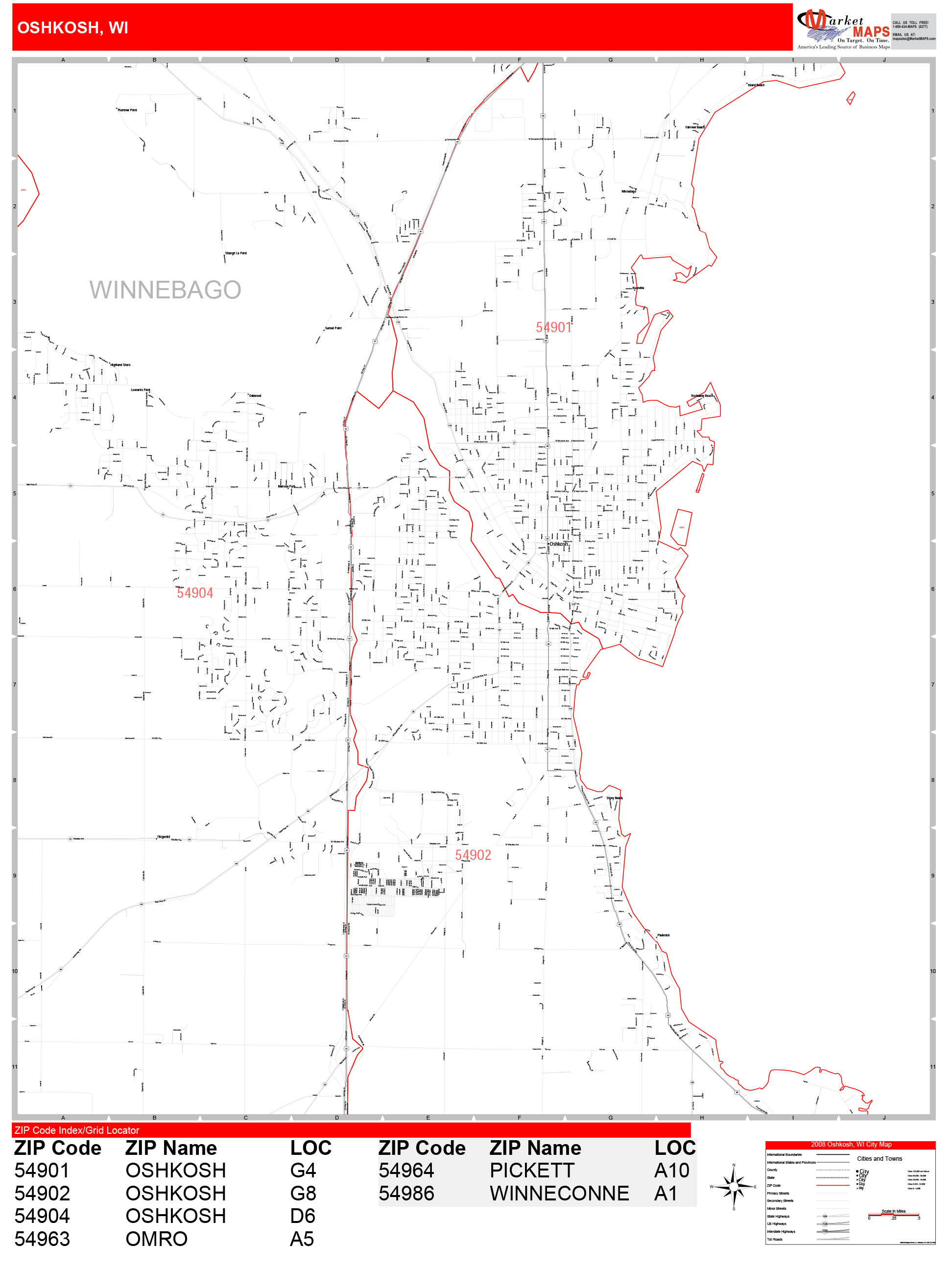 Oshkosh Zip Code Map