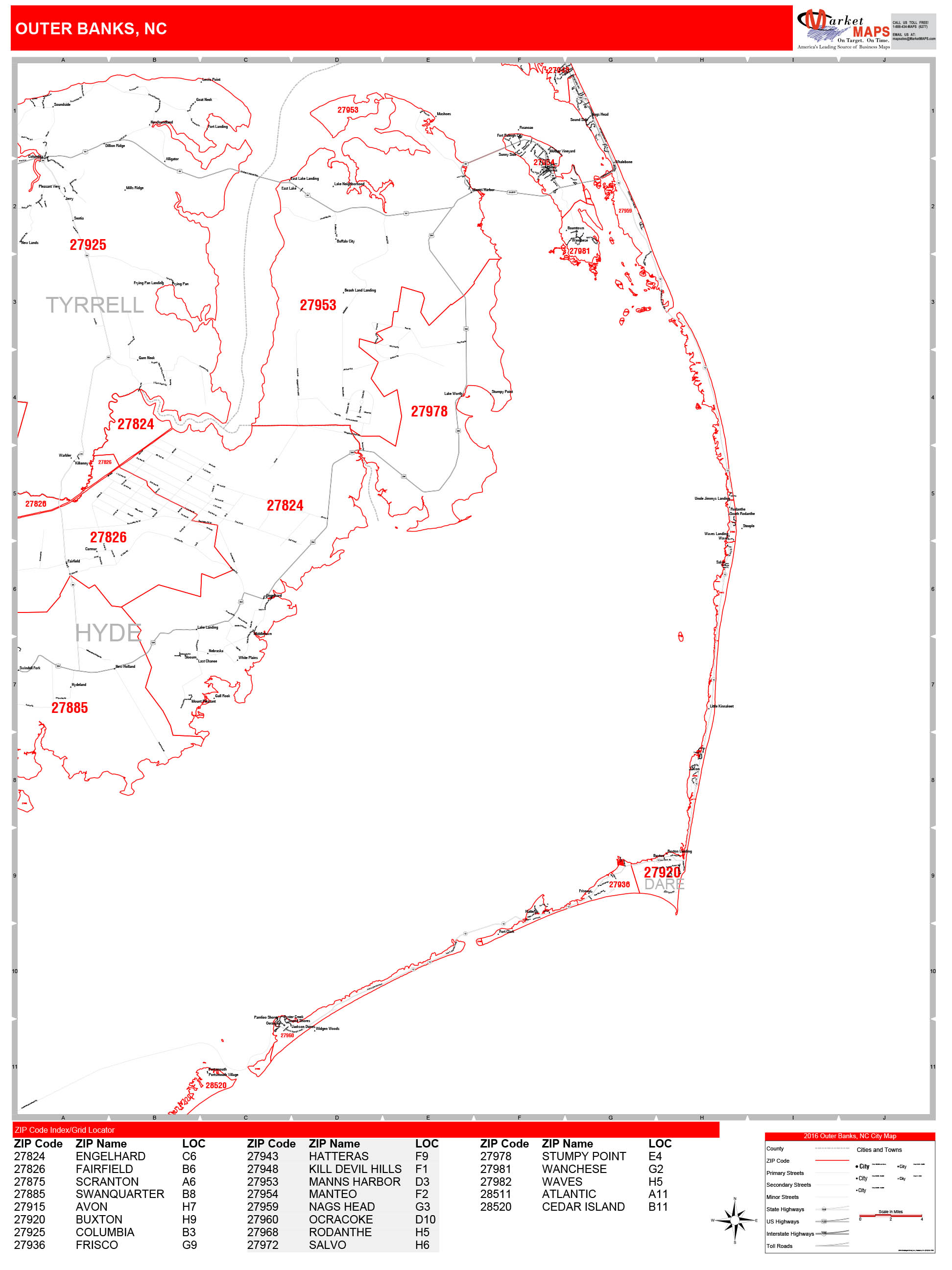 Outer Banks North Carolina Zip Code Wall Map Red Line Style By MarketMAPS outer-banks-north-carolina-zip-code-wall-map-red-line-style-by-marketmaps
